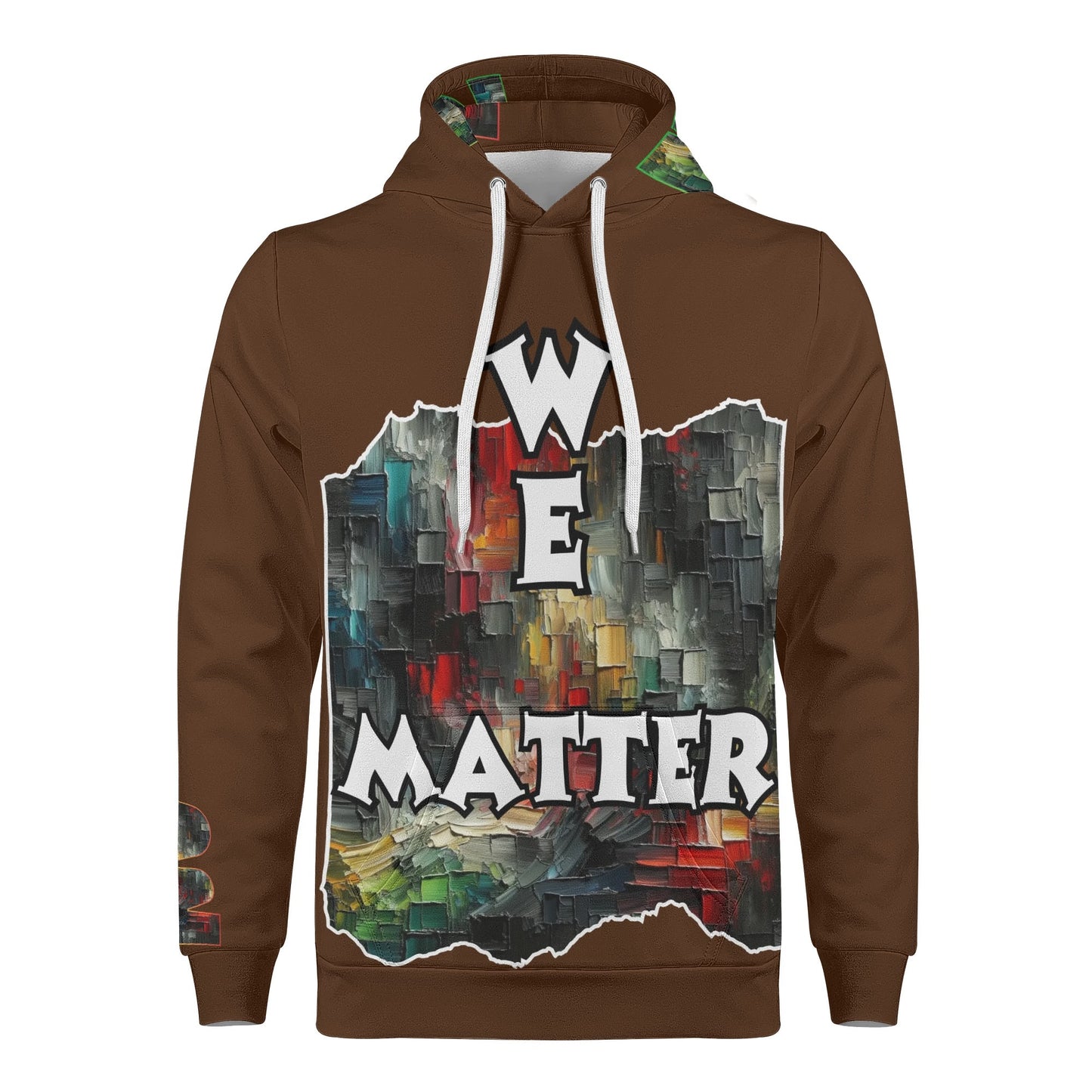 Mens All Over Print Warm Velvet Lined Hoodie "We Matter"