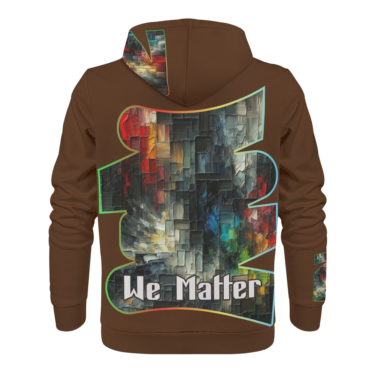 Mens All Over Print Warm Velvet Lined Hoodie "We Matter"