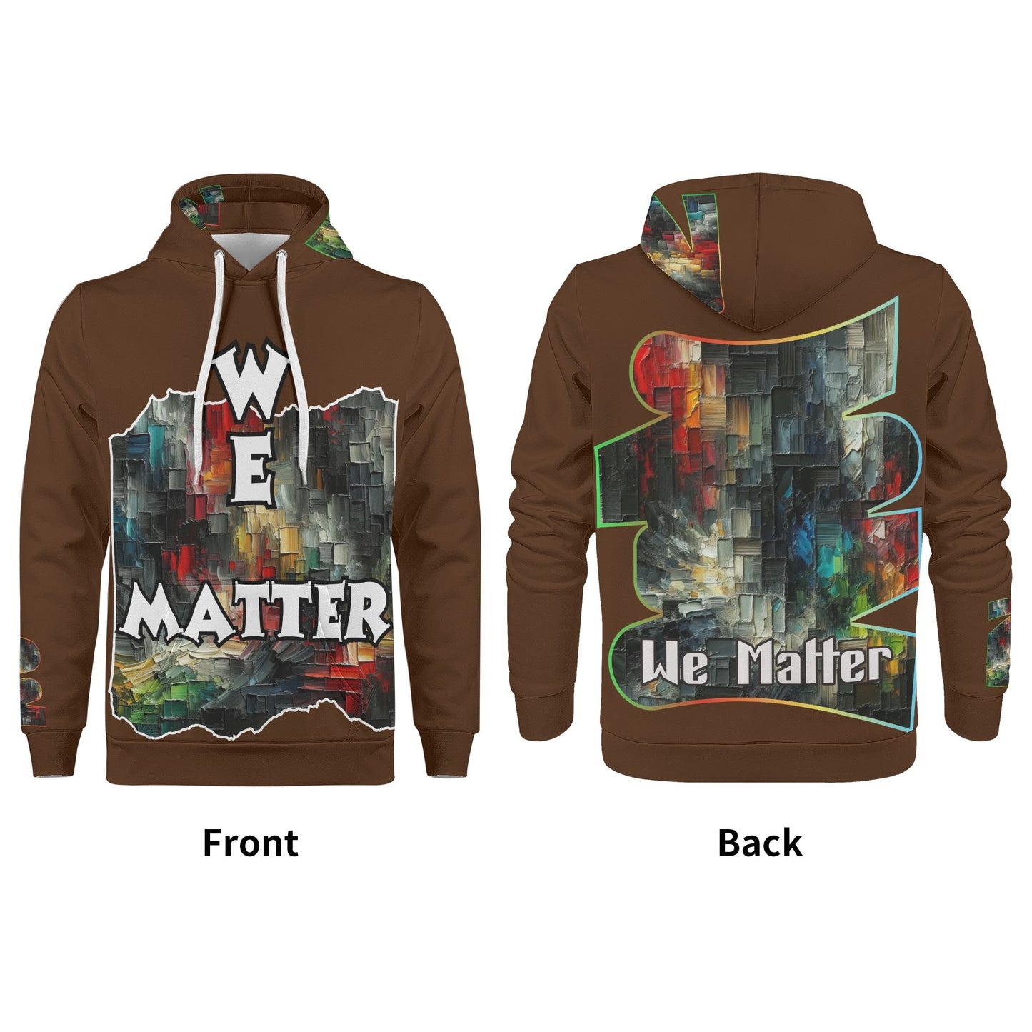 Mens All Over Print Warm Velvet Lined Hoodie "We Matter"