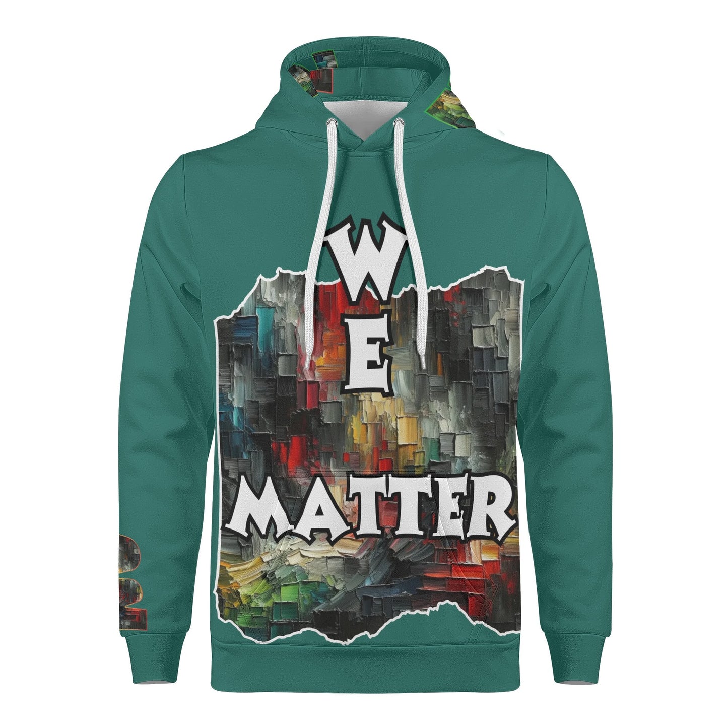 Mens All Over Print Warm Velvet Lined Hoodie "We Matter"