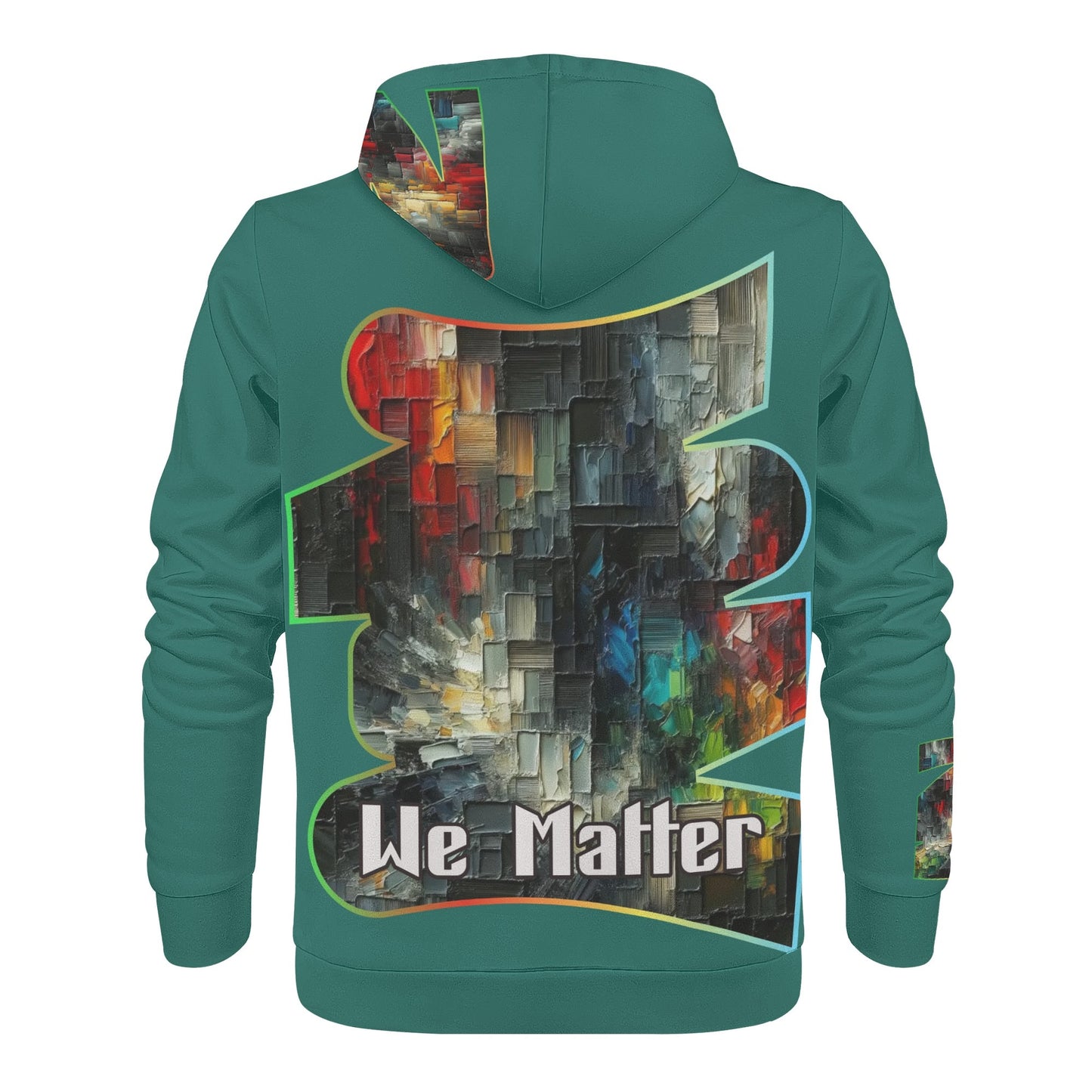 Mens All Over Print Warm Velvet Lined Hoodie "We Matter"