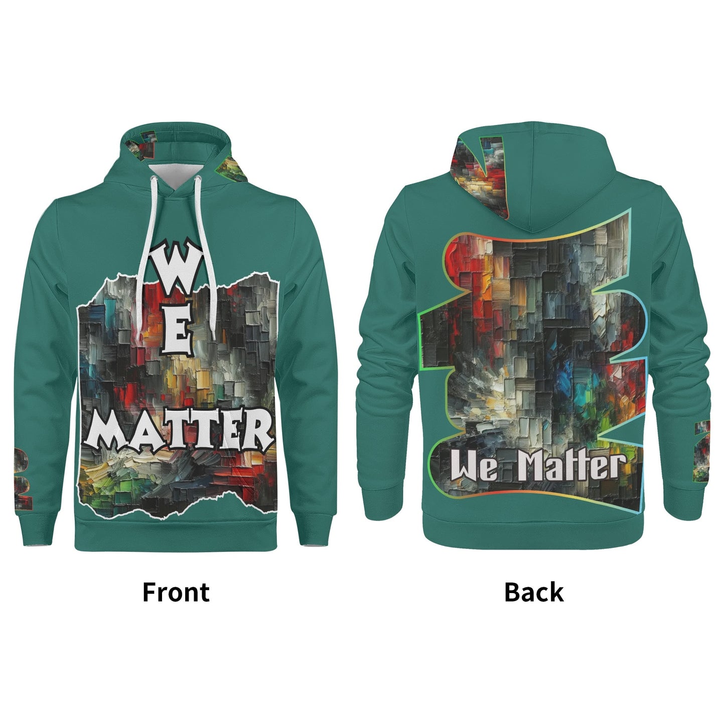 Mens All Over Print Warm Velvet Lined Hoodie "We Matter"