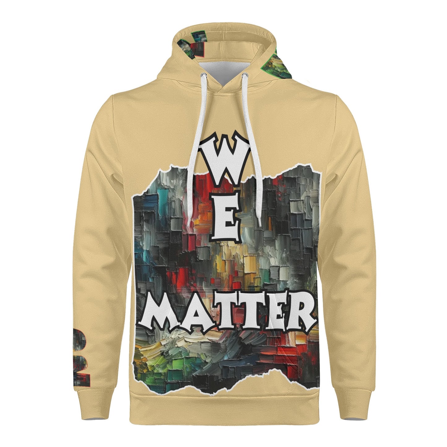 Mens All Over Print Warm Velvet Lined Hoodie "We Matter"