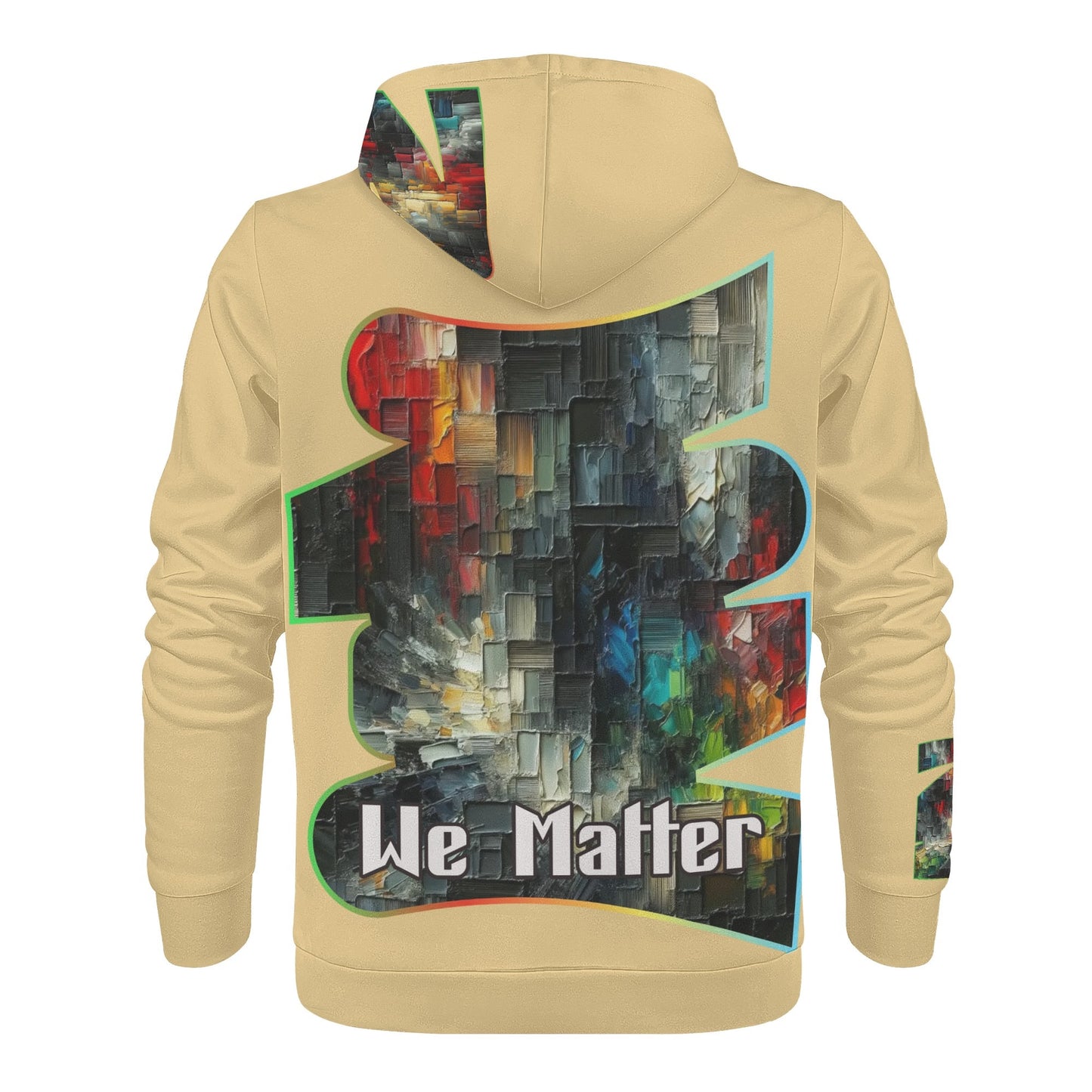 Mens All Over Print Warm Velvet Lined Hoodie "We Matter"