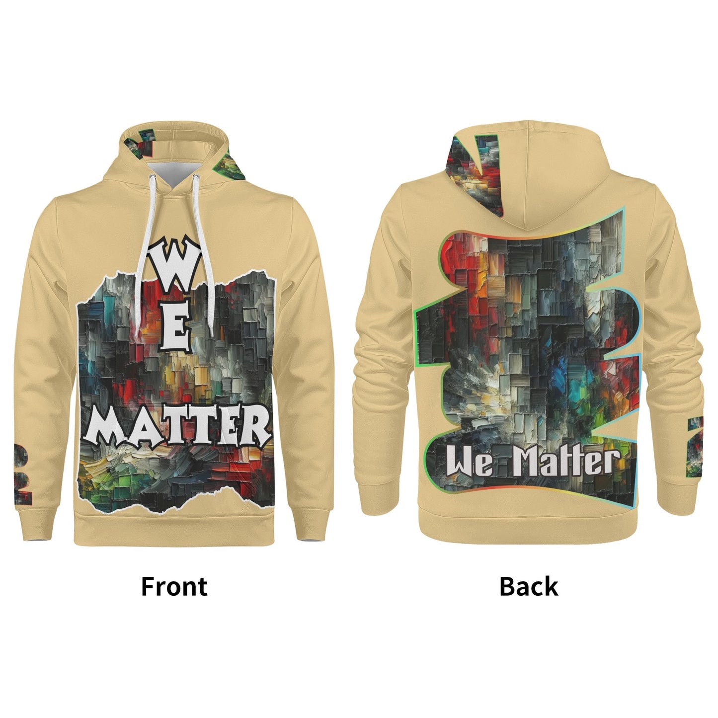 Mens All Over Print Warm Velvet Lined Hoodie "We Matter"