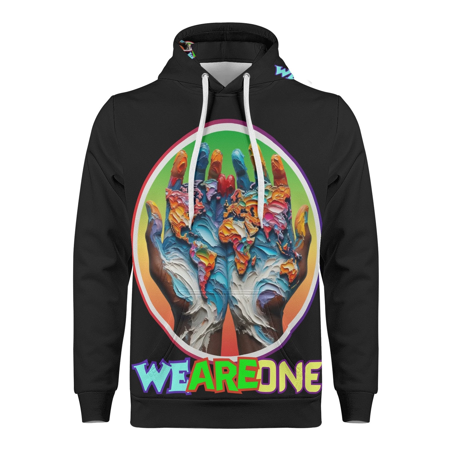 Mens All Over Print Warm Velvet Lined Hoodie "We Are One"