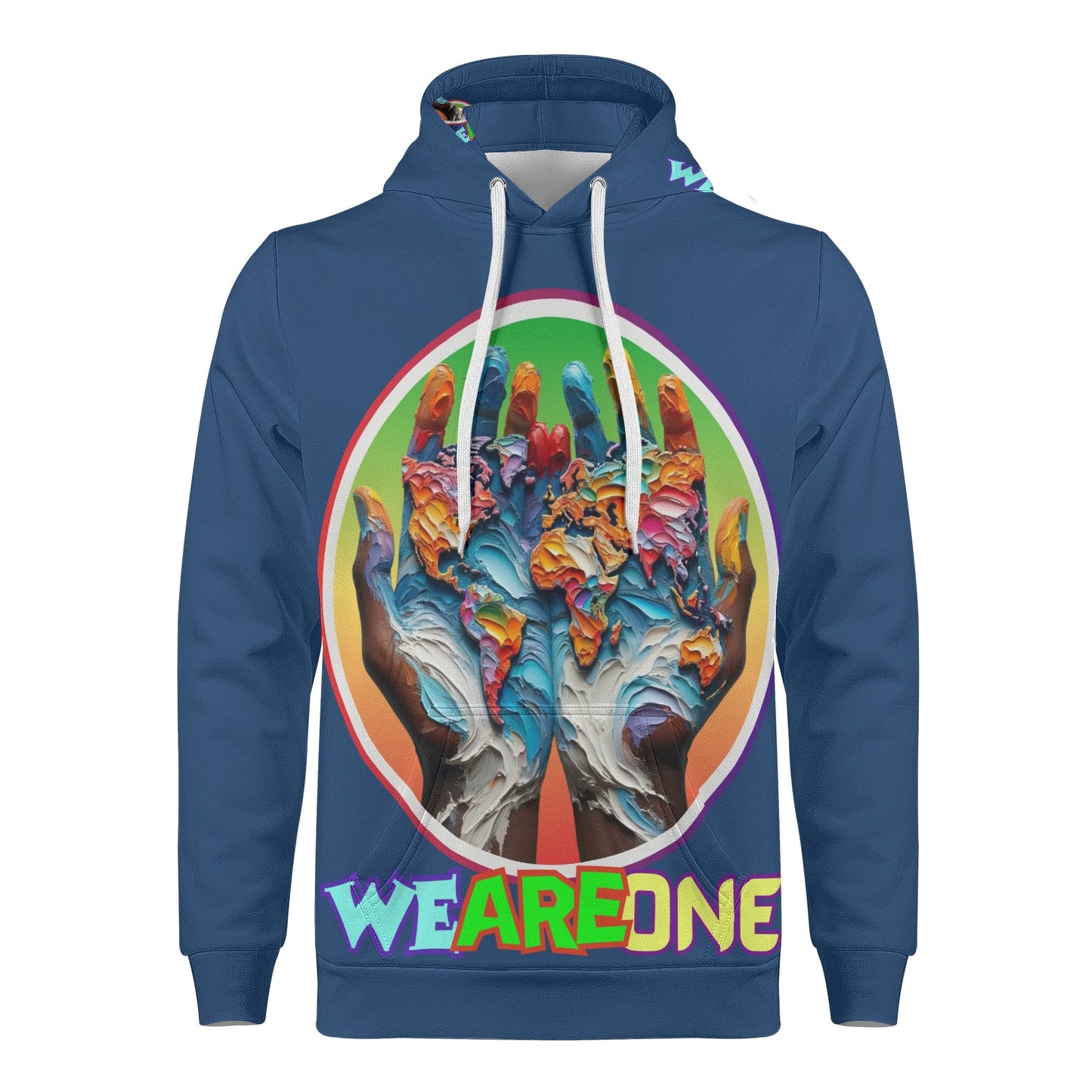 Mens All Over Print Warm Velvet Lined Hoodie "We Are One"