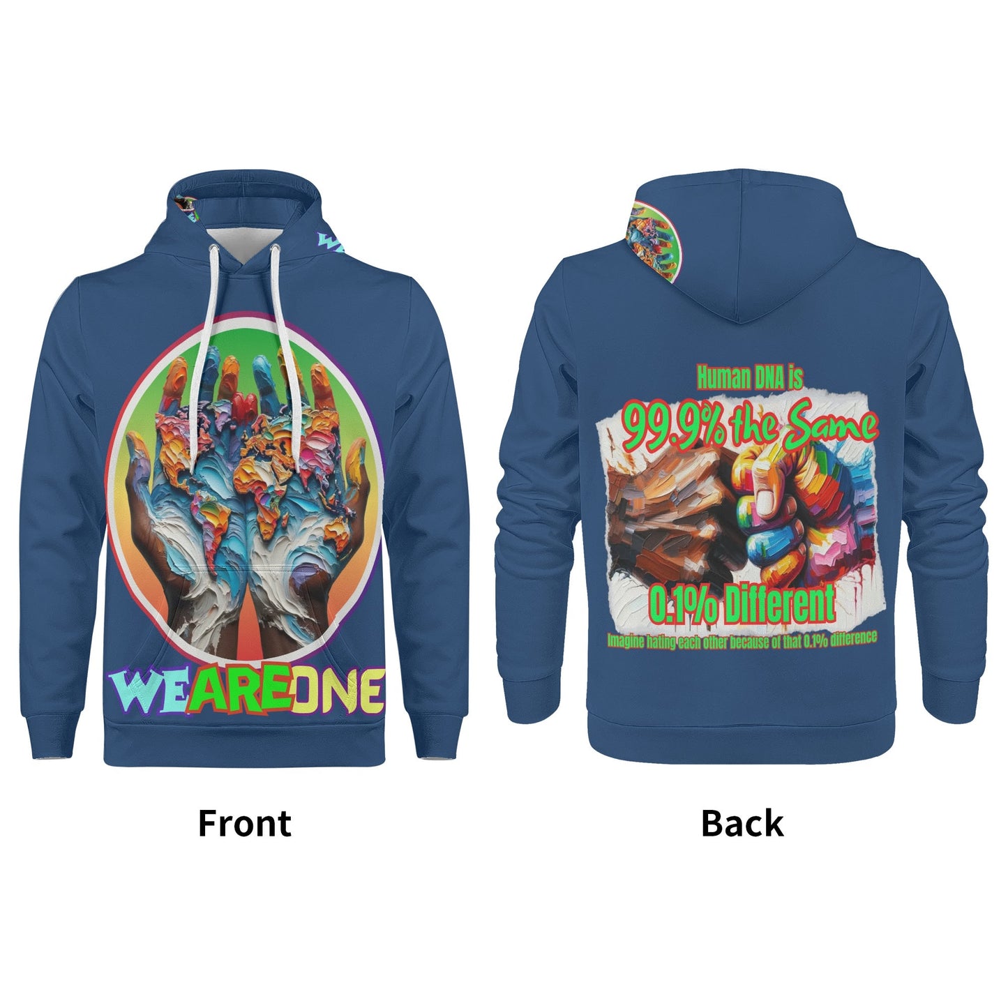 Mens All Over Print Warm Velvet Lined Hoodie "We Are One"