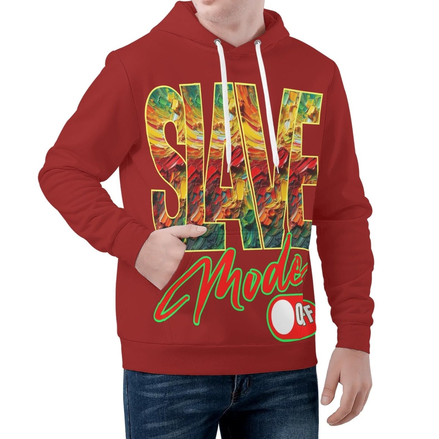 Mens All Over Print Warm Velvet Lined Hoodie "Slave Mode: On"