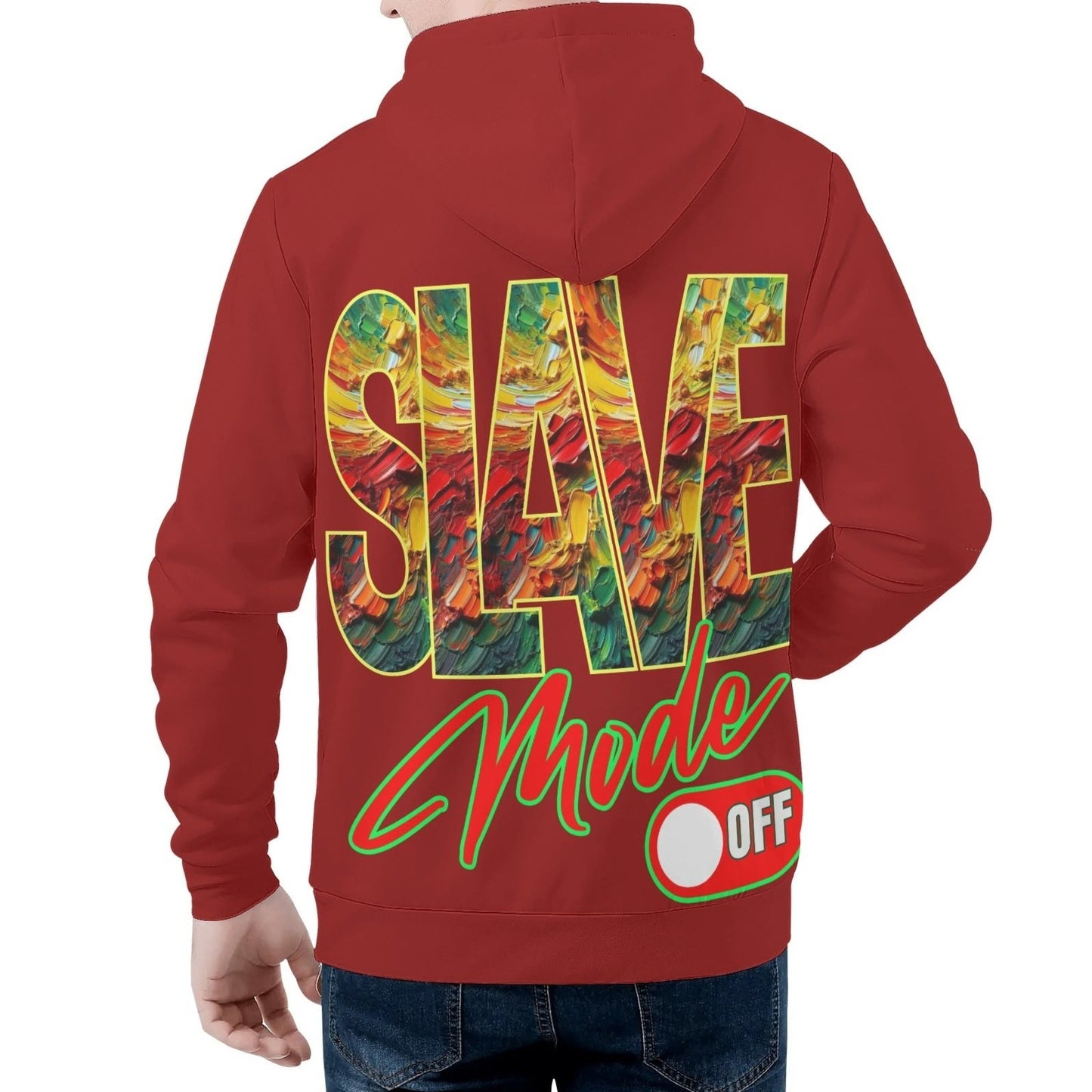 Mens All Over Print Warm Velvet Lined Hoodie "Slave Mode: On"