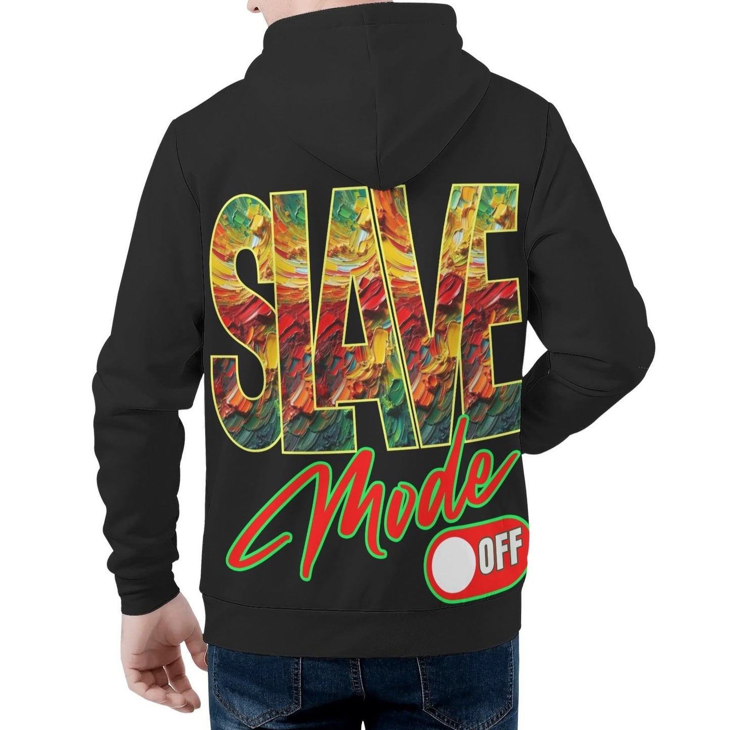 Mens All Over Print Warm Velvet Lined Hoodie "Slave Mode: On"