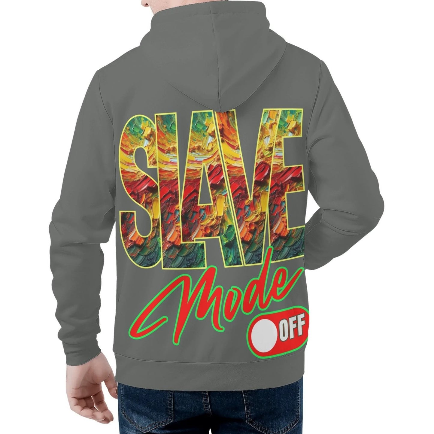 Mens All Over Print Warm Velvet Lined Hoodie "Slave Mode: On"