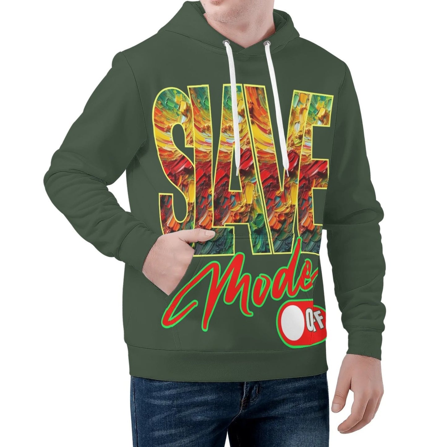 Mens All Over Print Warm Velvet Lined Hoodie "Slave Mode: On"