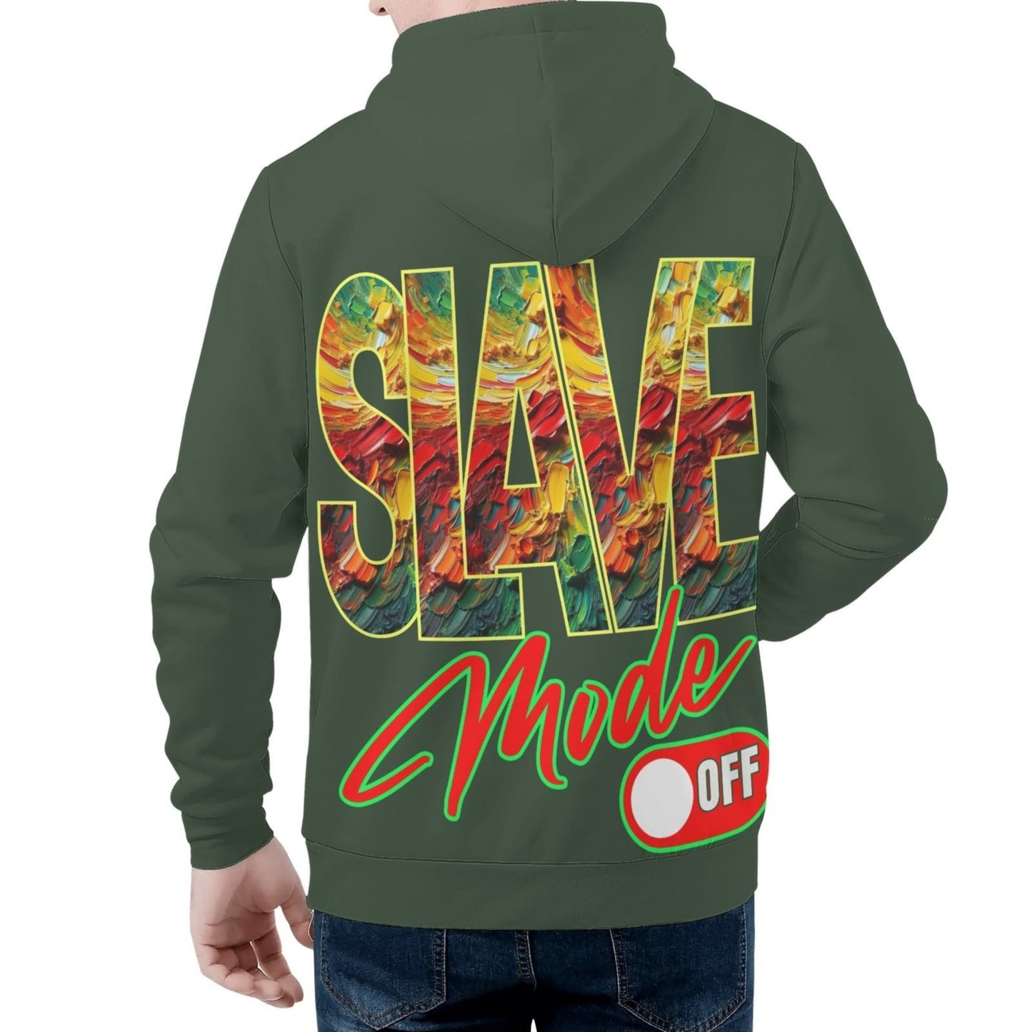 Mens All Over Print Warm Velvet Lined Hoodie "Slave Mode: On"