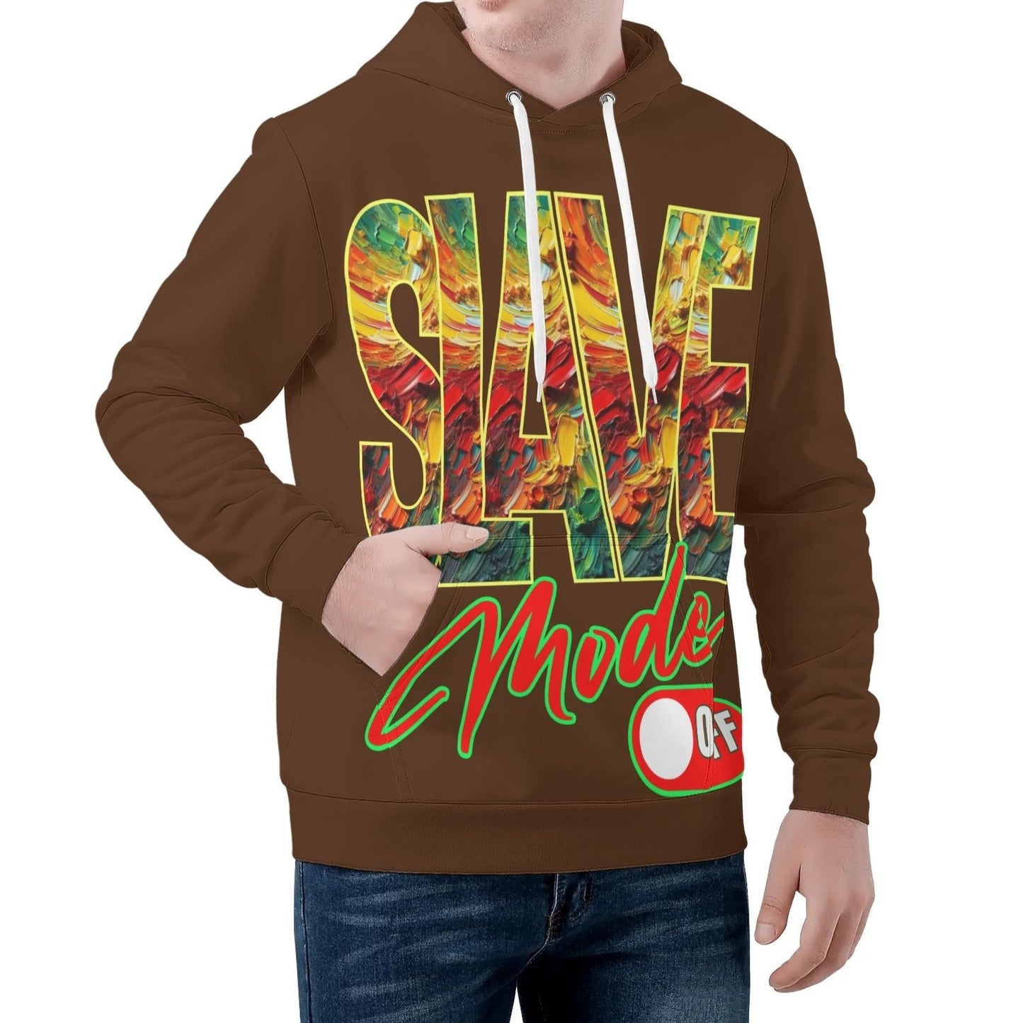 Mens All Over Print Warm Velvet Lined Hoodie "Slave Mode: On"