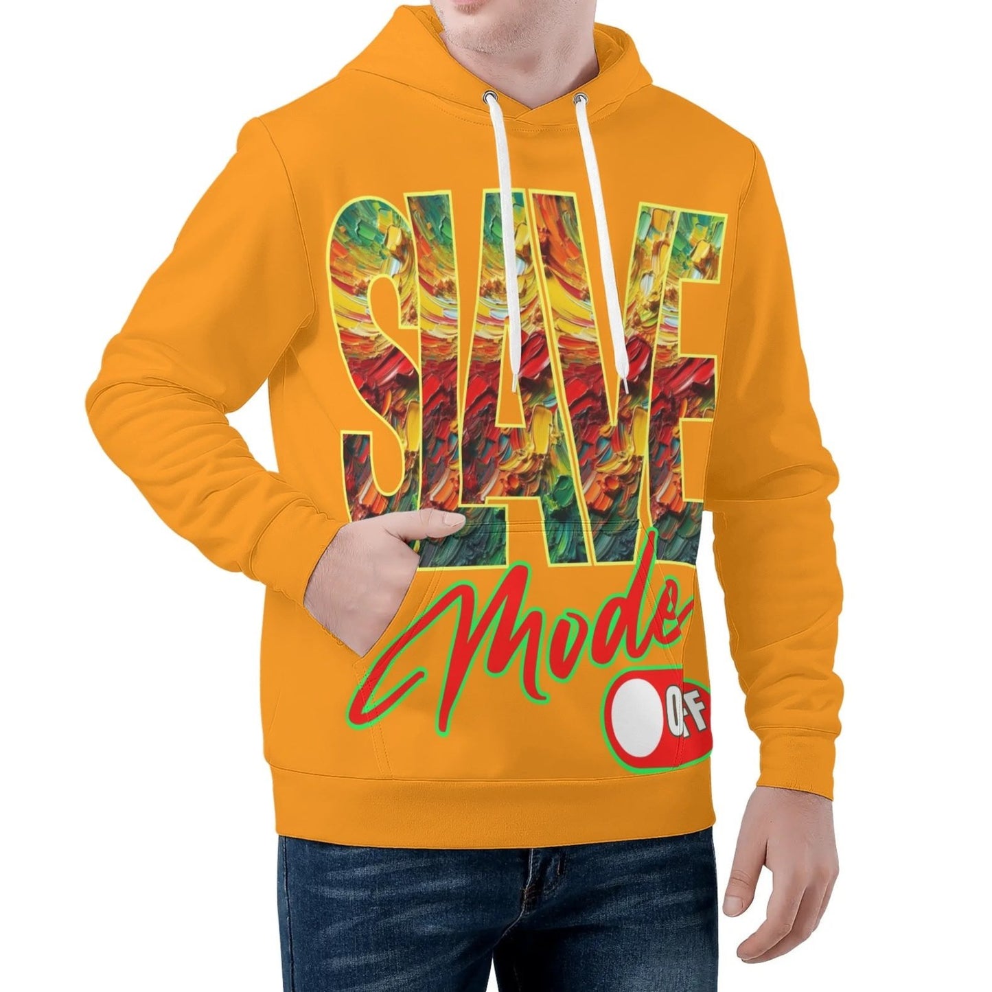 Mens All Over Print Warm Velvet Lined Hoodie "Slave Mode: On"