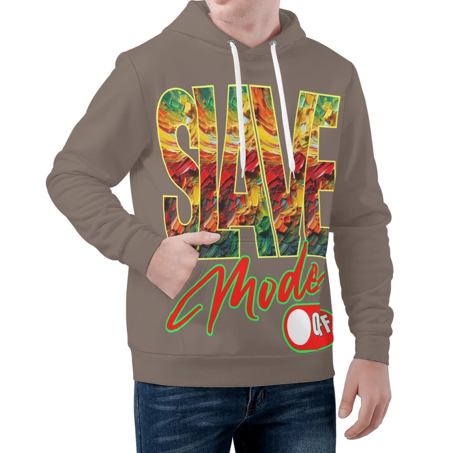 Mens All Over Print Warm Velvet Lined Hoodie "Slave Mode: On"