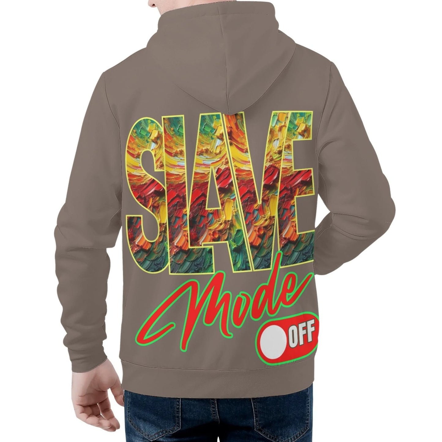 Mens All Over Print Warm Velvet Lined Hoodie "Slave Mode: On"