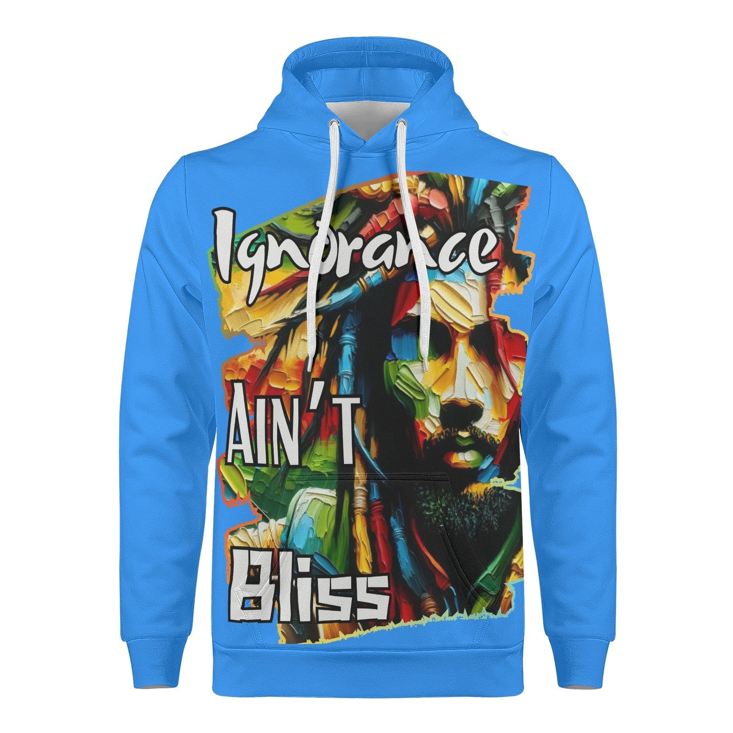 Mens All Over Print Warm Velvet Lined Hoodie "Ignorance Ain't Bliss"