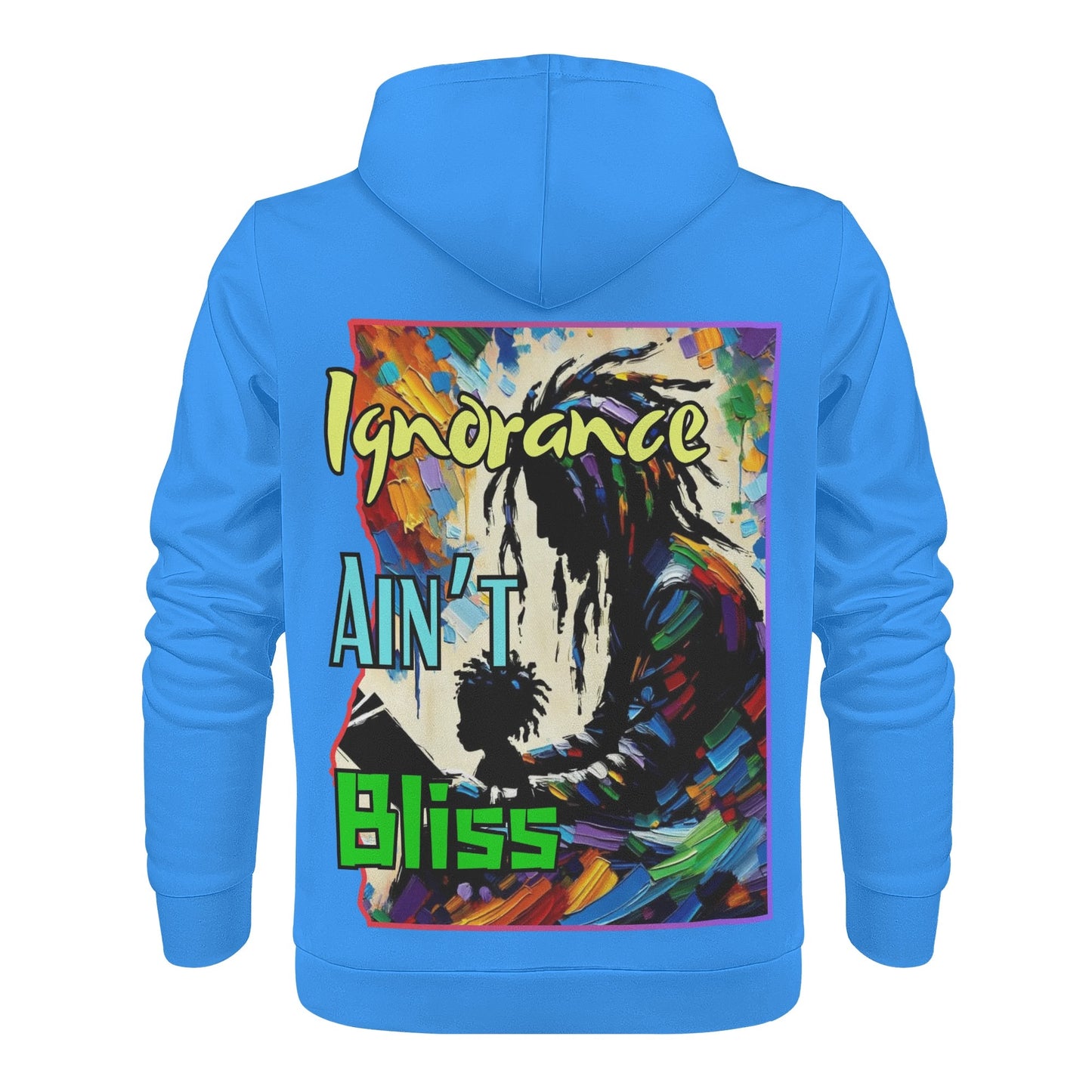 Mens All Over Print Warm Velvet Lined Hoodie "Ignorance Ain't Bliss"