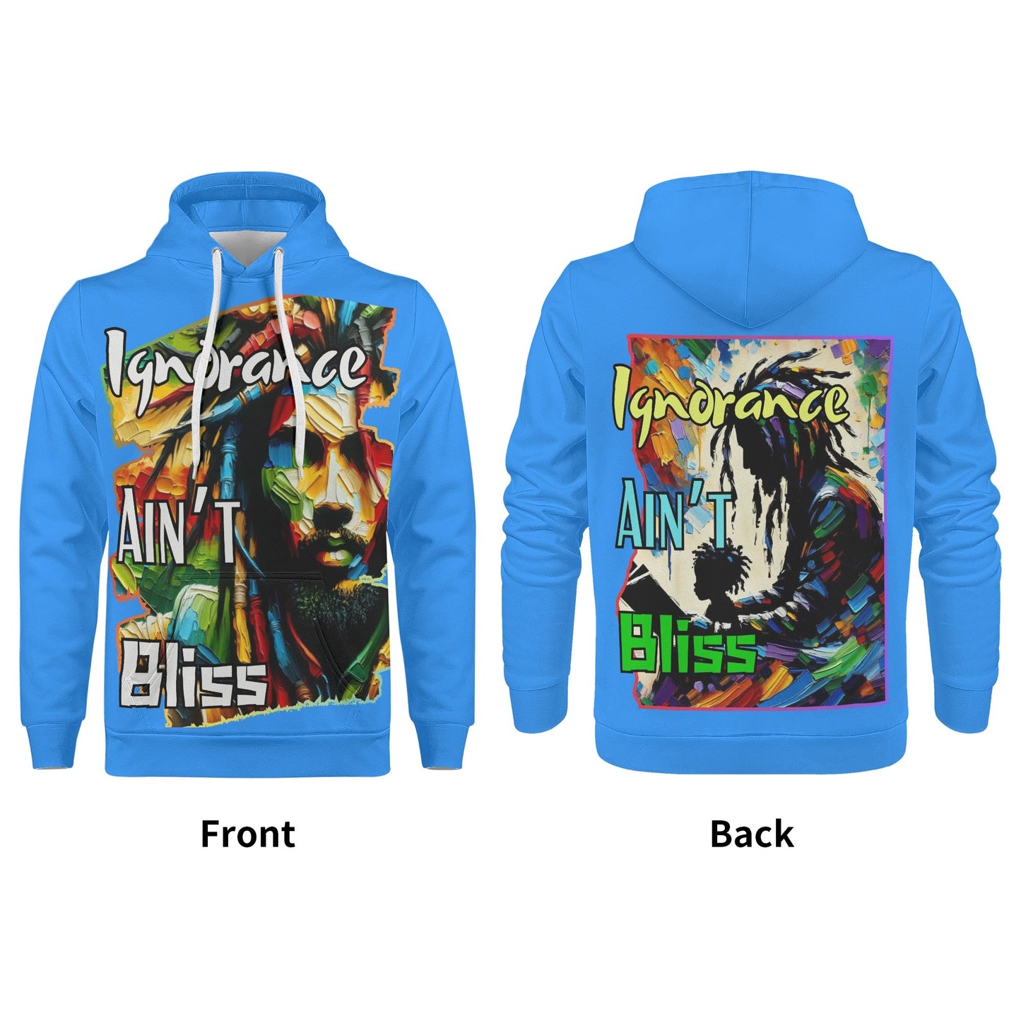 Mens All Over Print Warm Velvet Lined Hoodie "Ignorance Ain't Bliss"