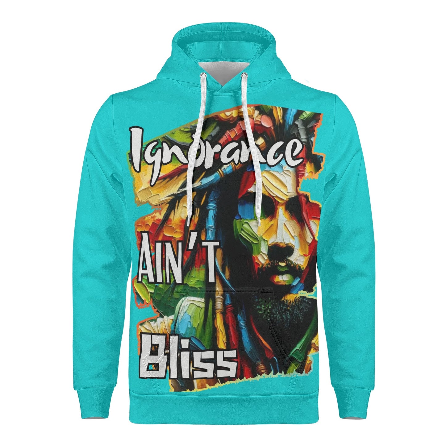 Mens All Over Print Warm Velvet Lined Hoodie "Ignorance Ain't Bliss"