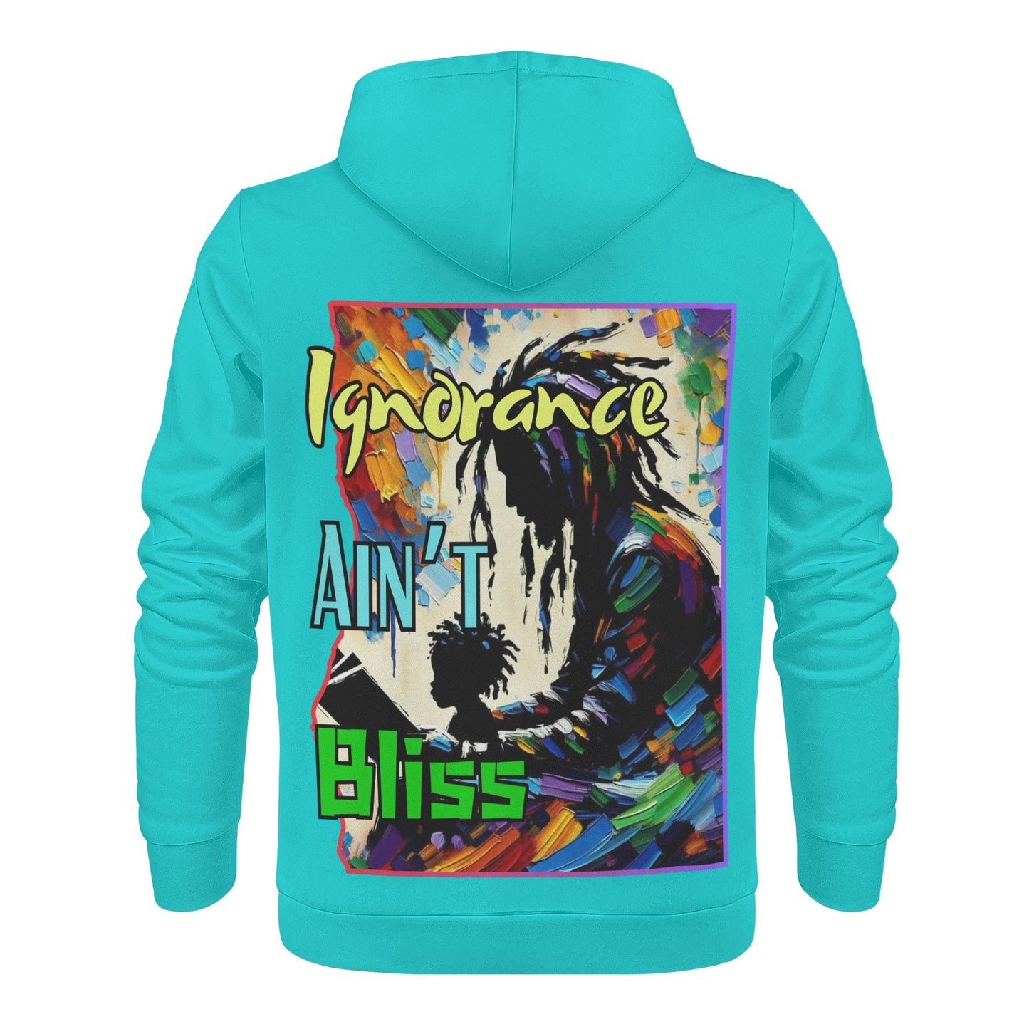 Mens All Over Print Warm Velvet Lined Hoodie "Ignorance Ain't Bliss"