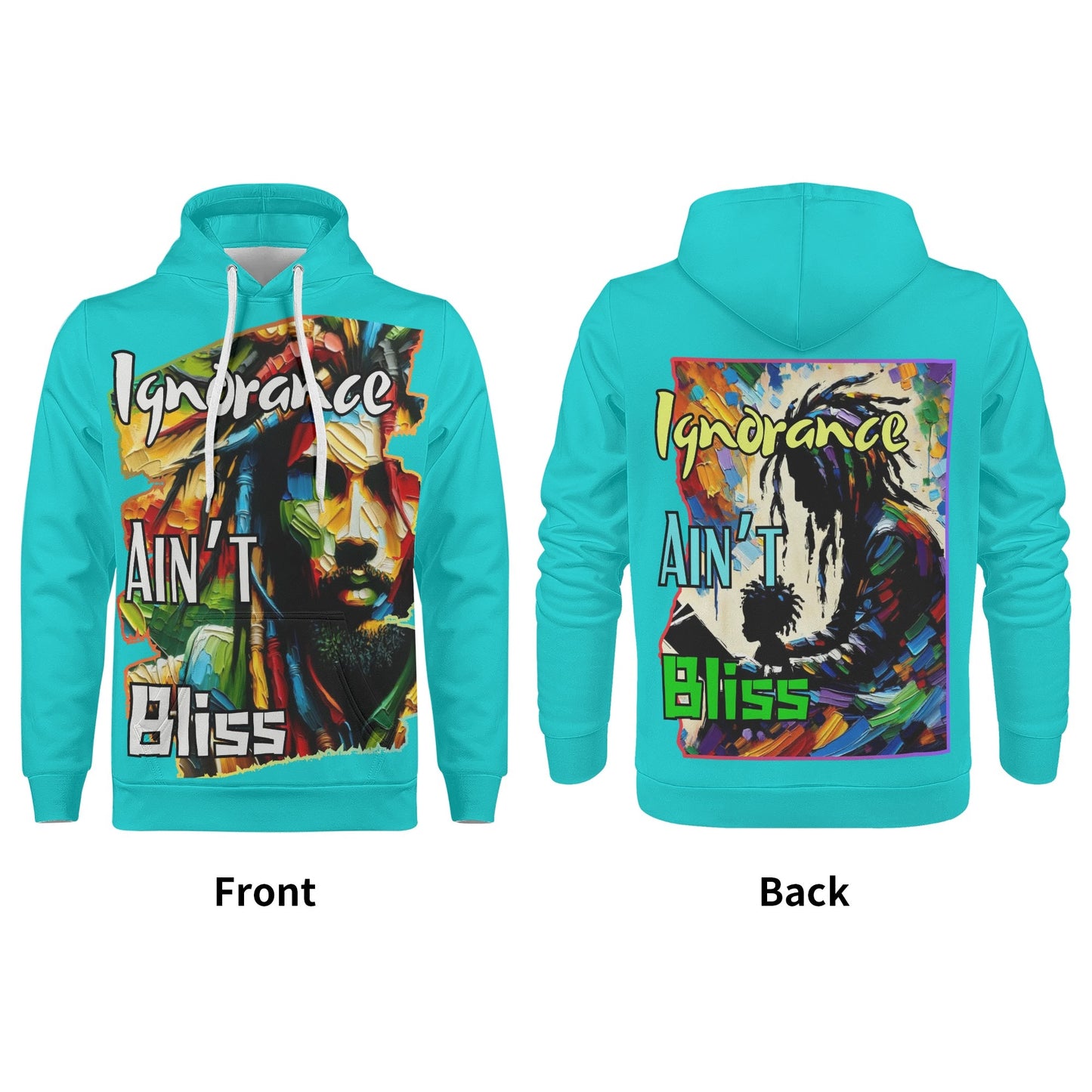 Mens All Over Print Warm Velvet Lined Hoodie "Ignorance Ain't Bliss"