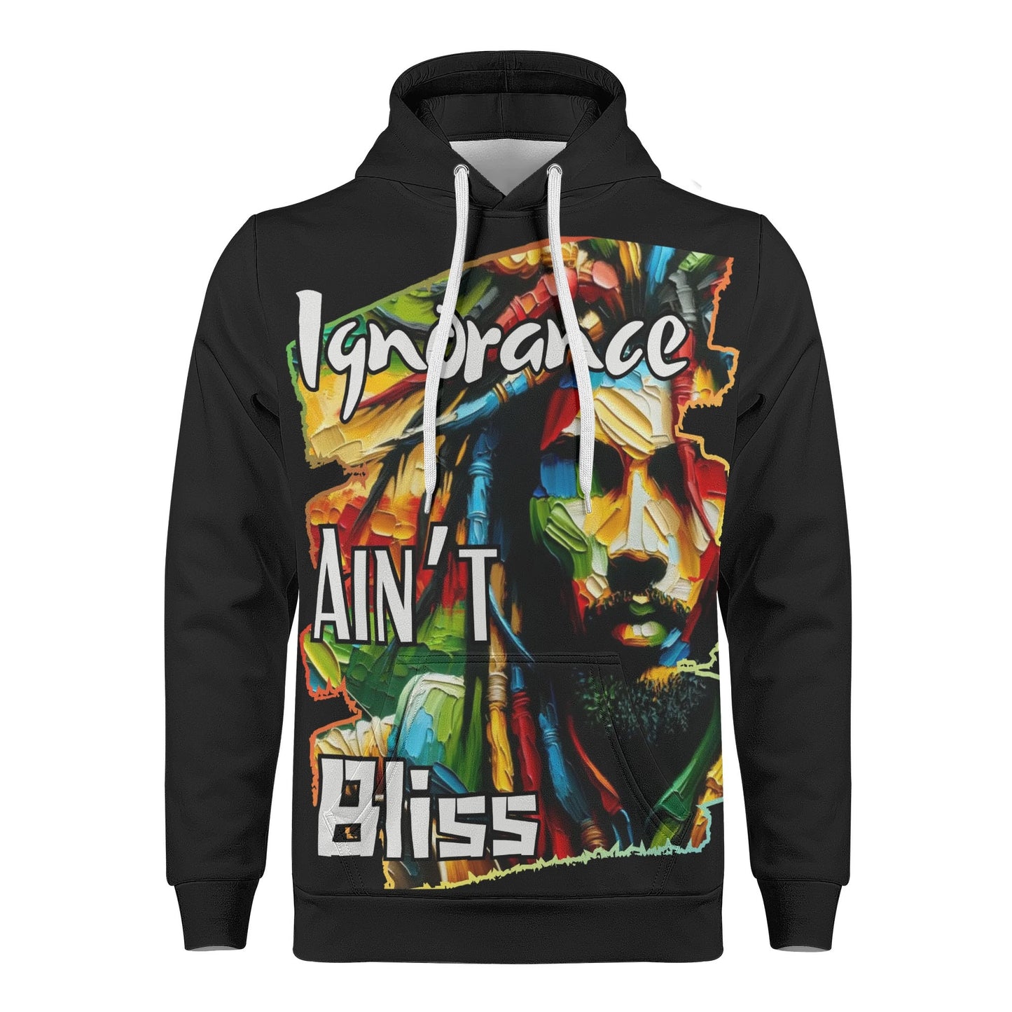 Mens All Over Print Warm Velvet Lined Hoodie "Ignorance Ain't Bliss"