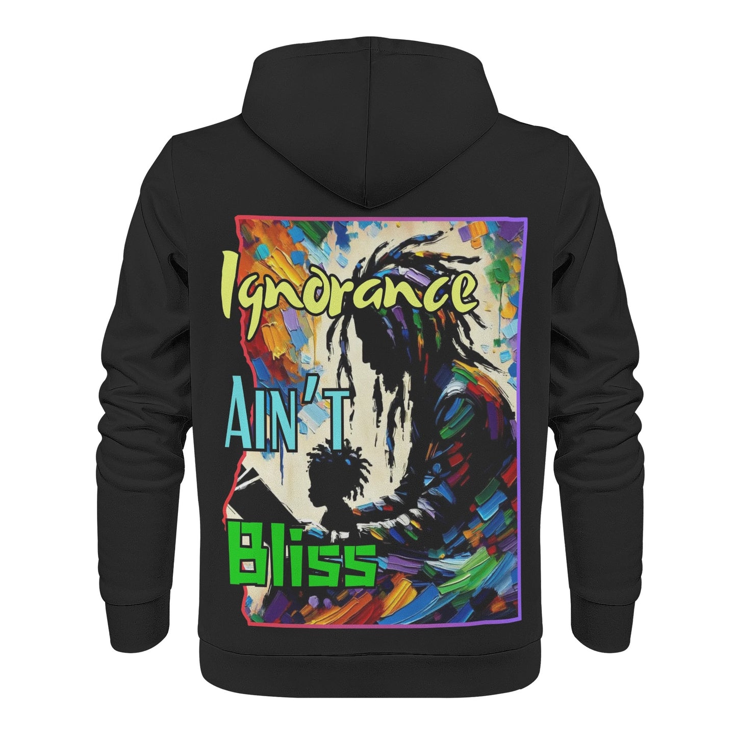 Mens All Over Print Warm Velvet Lined Hoodie "Ignorance Ain't Bliss"