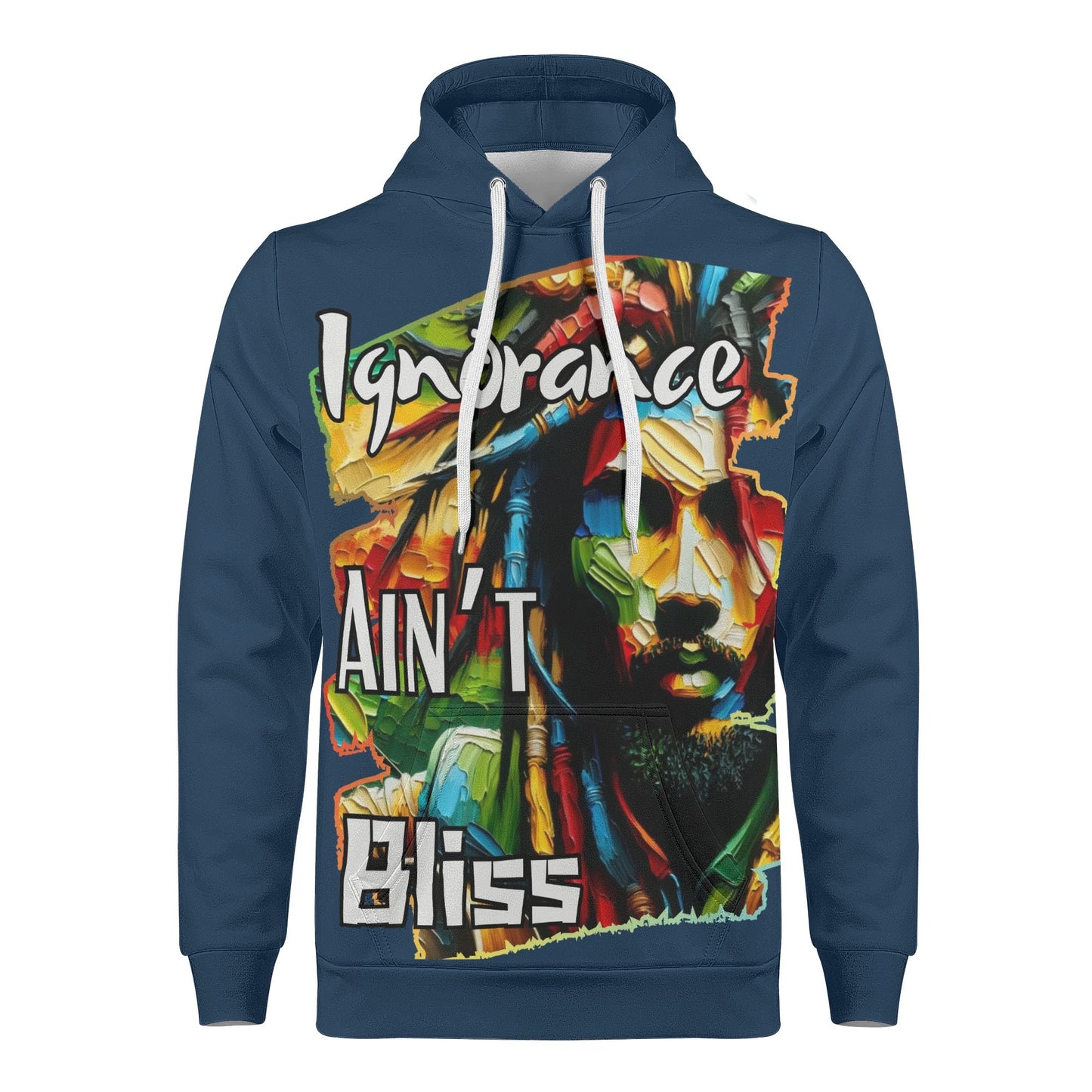 Mens All Over Print Warm Velvet Lined Hoodie "Ignorance Ain't Bliss"