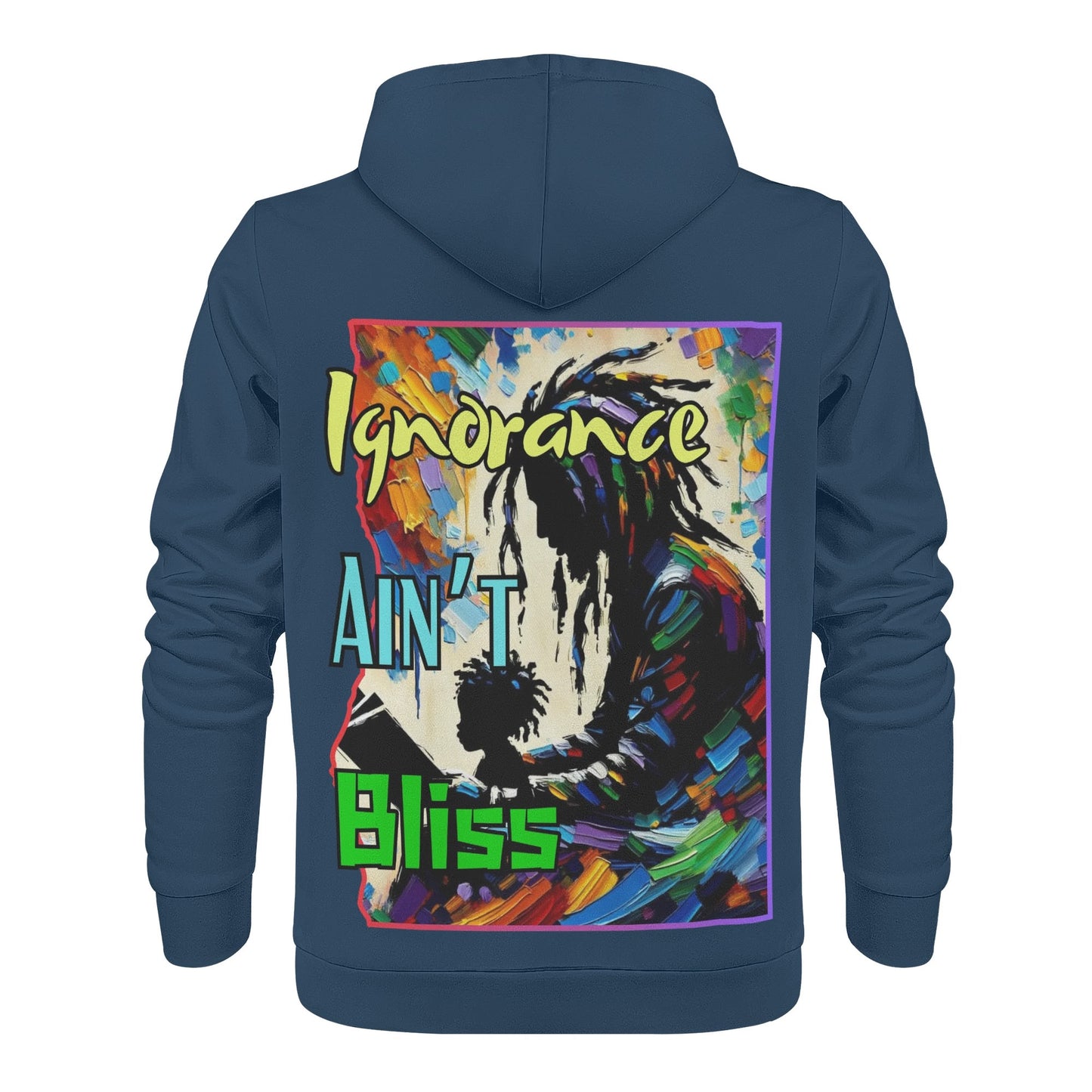 Mens All Over Print Warm Velvet Lined Hoodie "Ignorance Ain't Bliss"