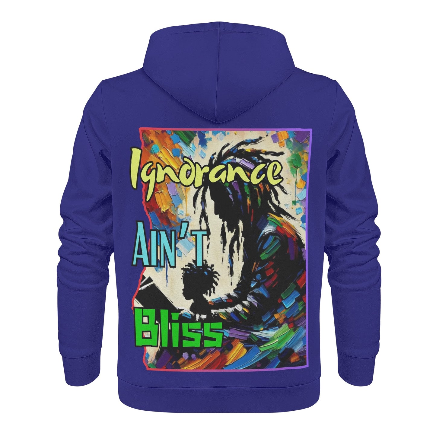 Mens All Over Print Warm Velvet Lined Hoodie "Ignorance Ain't Bliss"