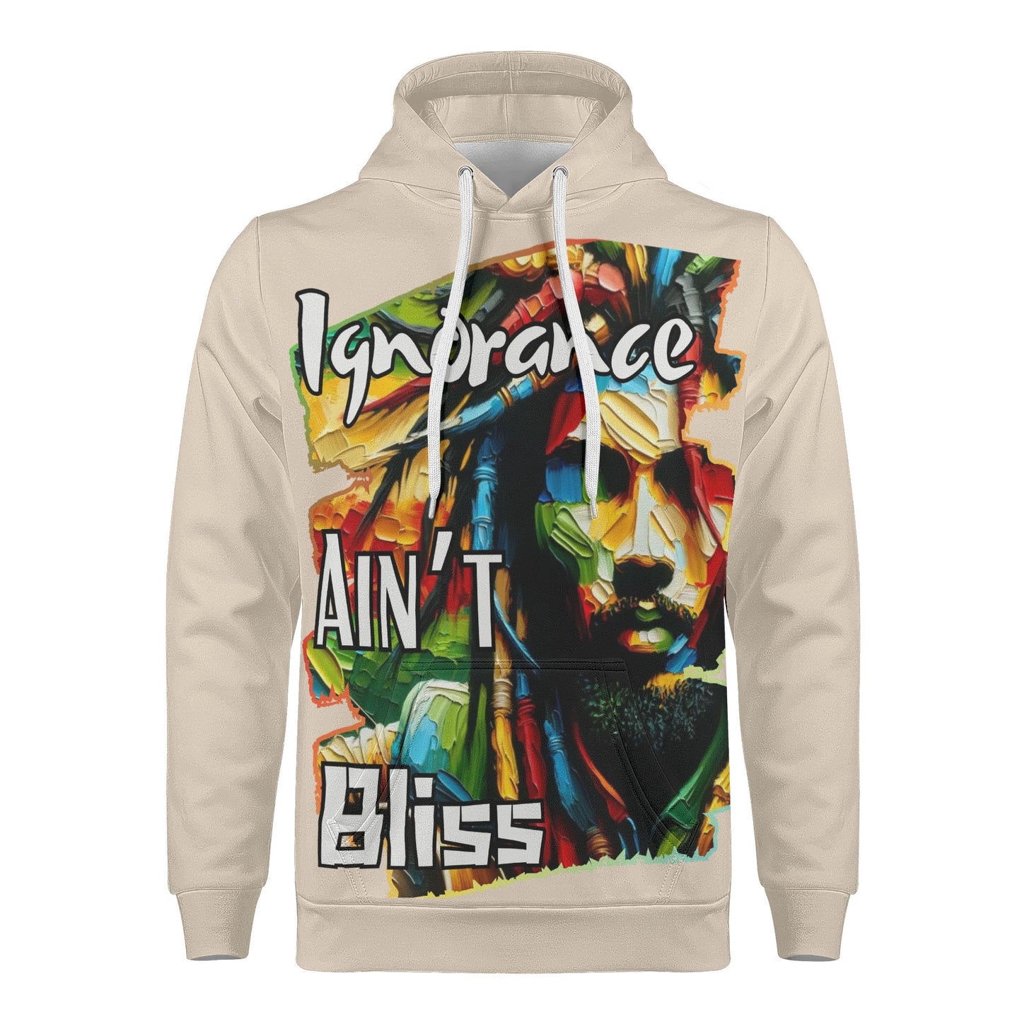 Mens All Over Print Warm Velvet Lined Hoodie "Ignorance Ain't Bliss"