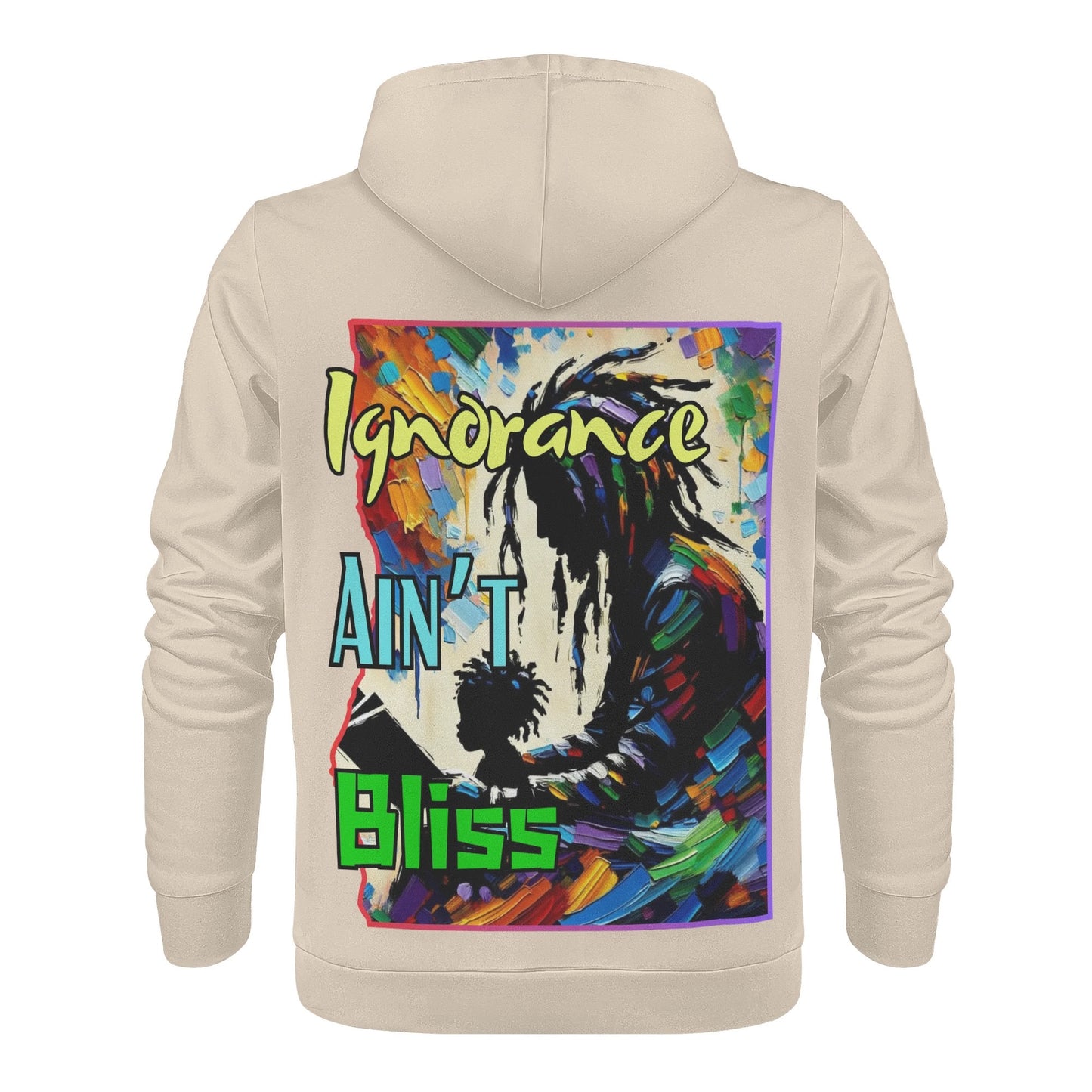 Mens All Over Print Warm Velvet Lined Hoodie "Ignorance Ain't Bliss"