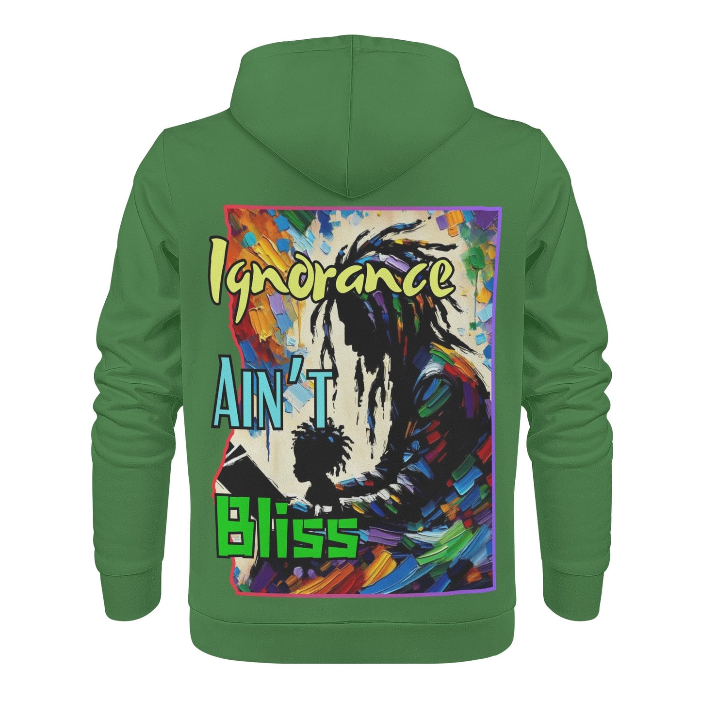 Mens All Over Print Warm Velvet Lined Hoodie "Ignorance Ain't Bliss"