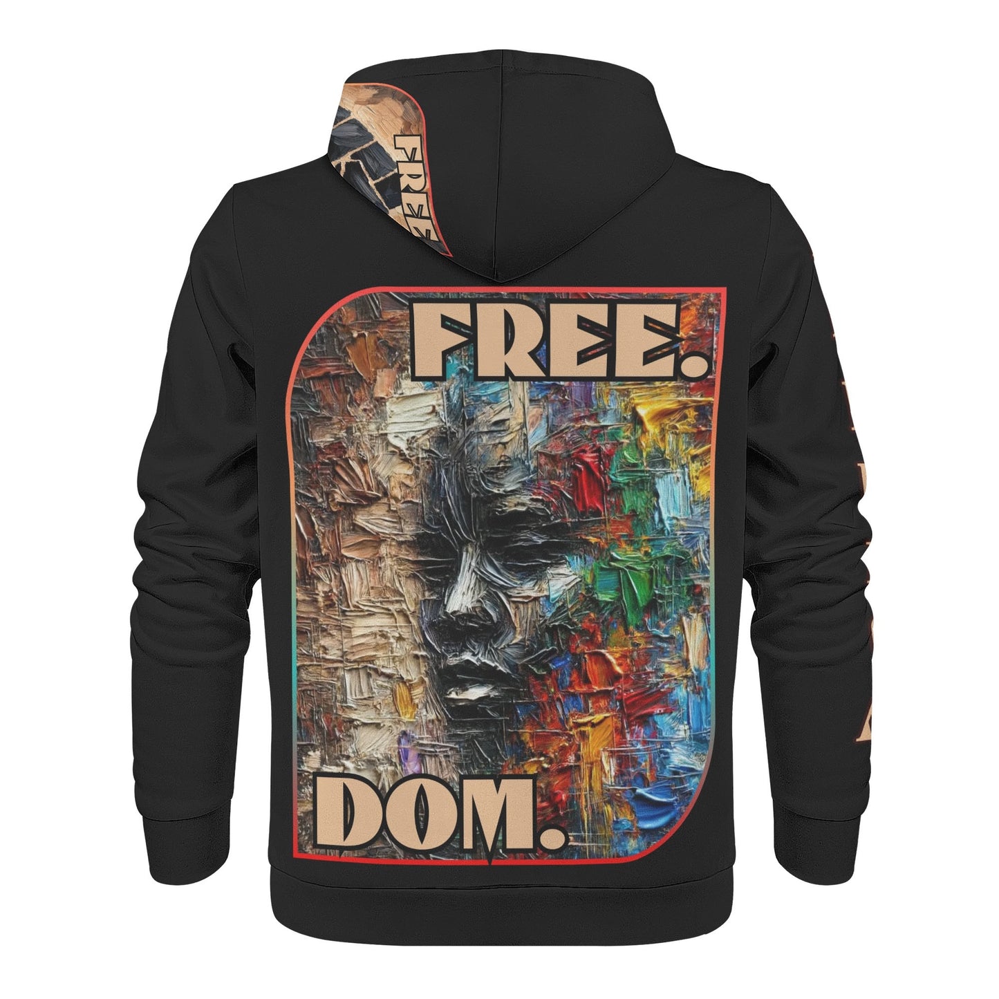 Mens All Over Print Warm Velvet Lined Hoodie "Free.Dom."