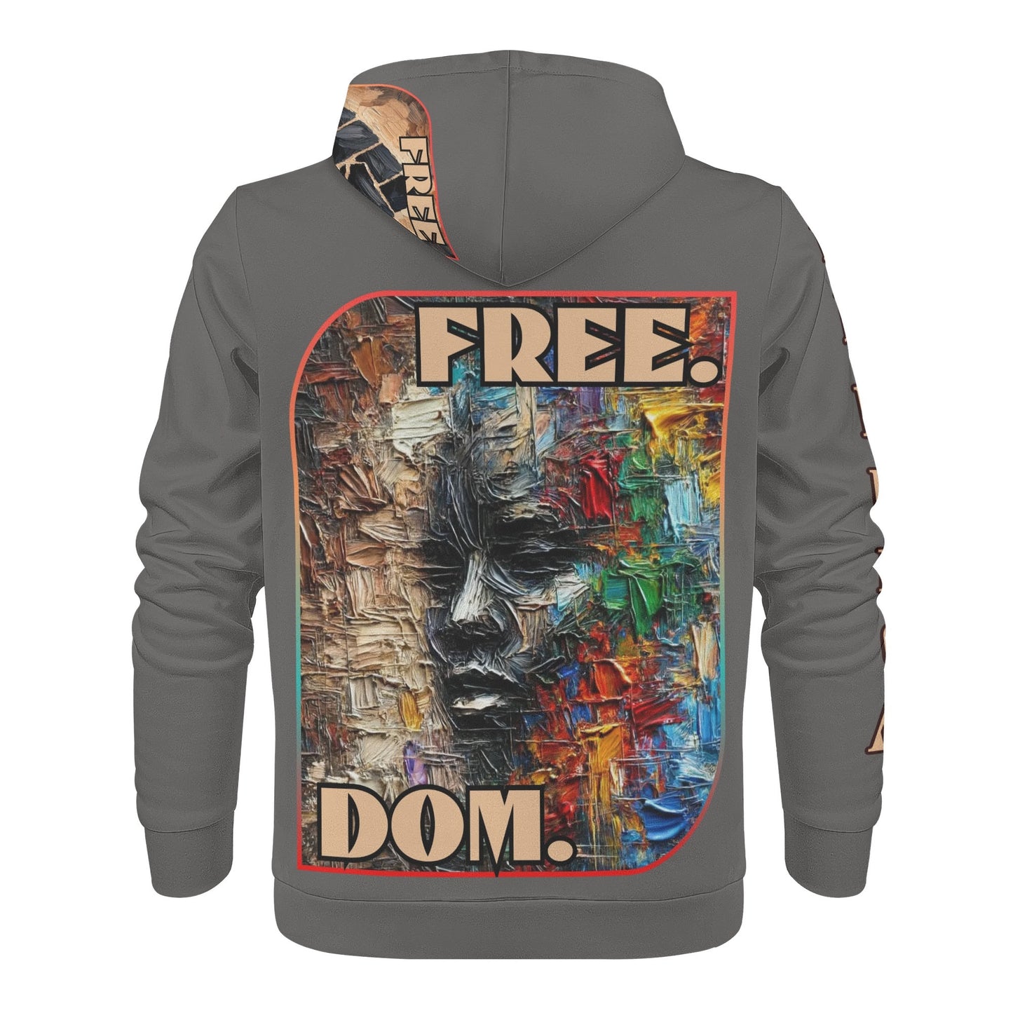 Mens All Over Print Warm Velvet Lined Hoodie "Free.Dom."