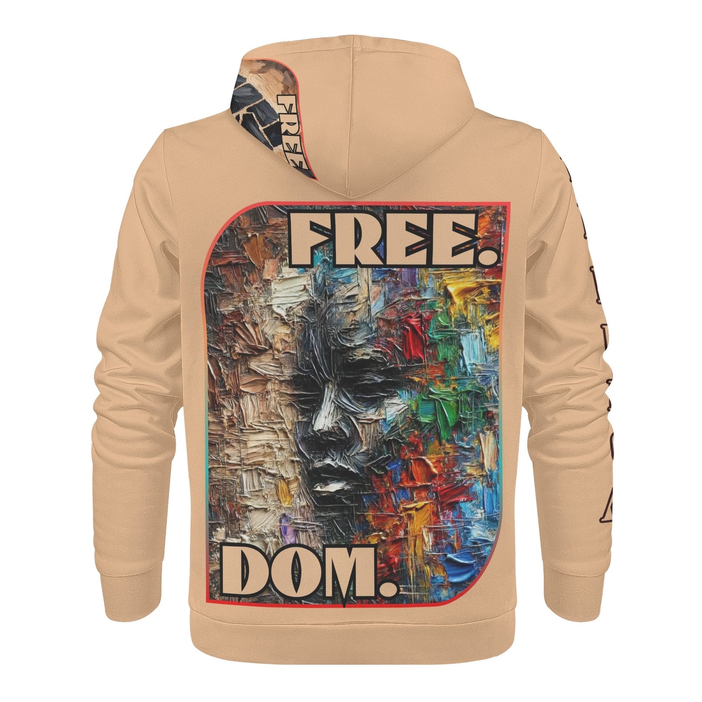 Mens All Over Print Warm Velvet Lined Hoodie "Free.Dom."