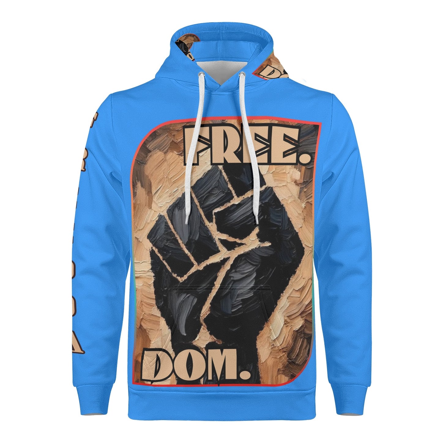 Mens All Over Print Warm Velvet Lined Hoodie "Free.Dom."