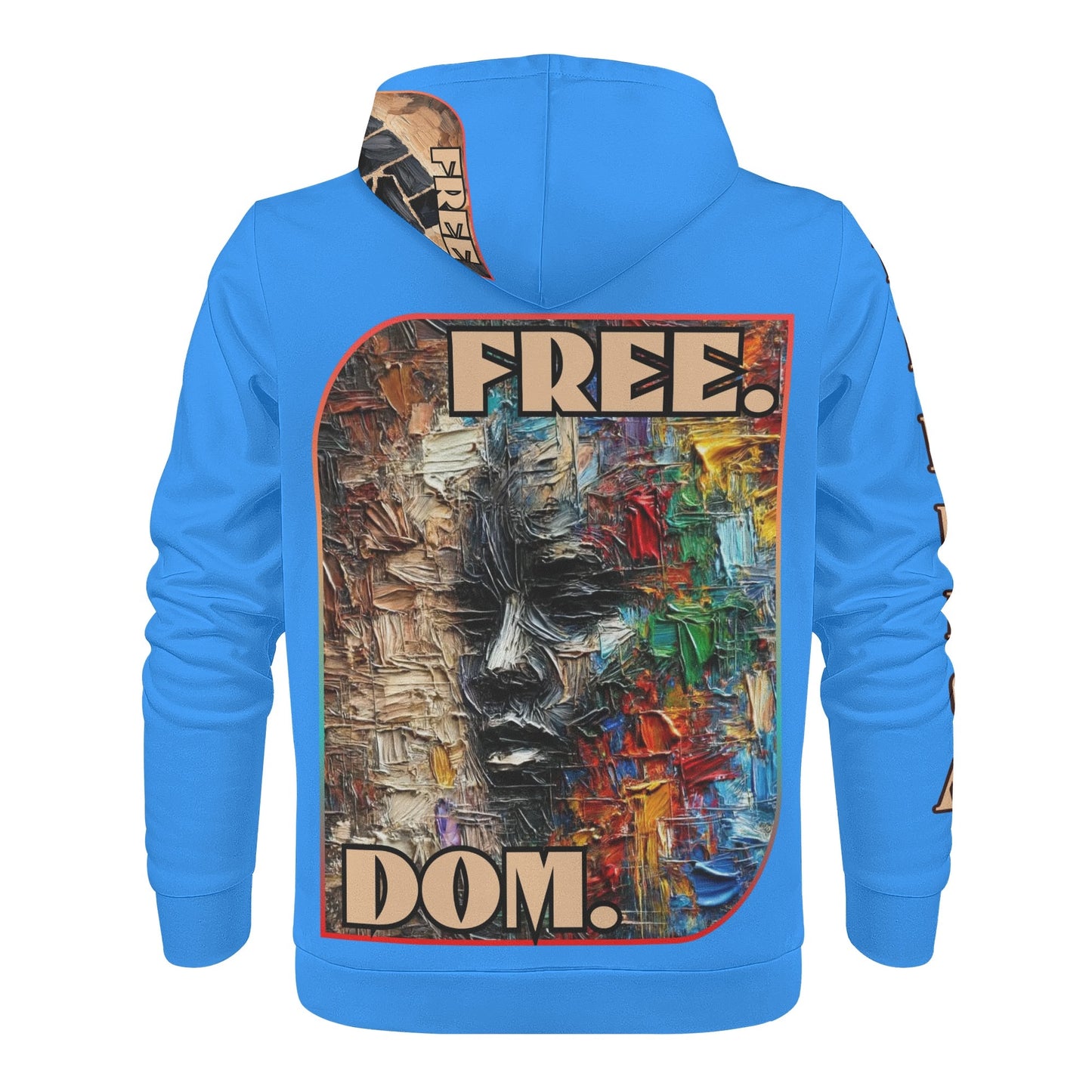 Mens All Over Print Warm Velvet Lined Hoodie "Free.Dom."