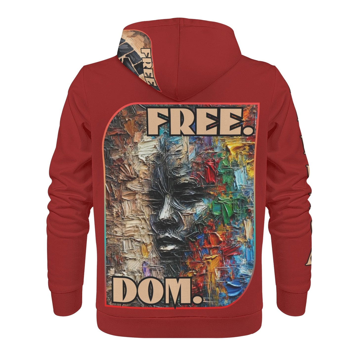 Mens All Over Print Warm Velvet Lined Hoodie "Free.Dom."