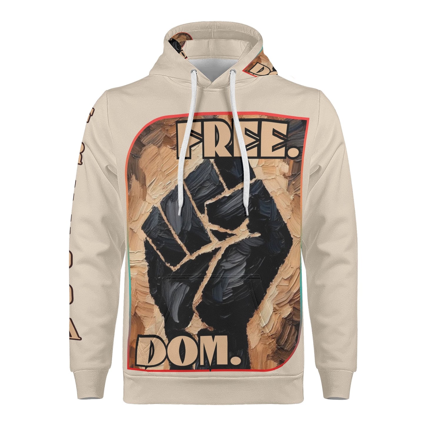 Mens All Over Print Warm Velvet Lined Hoodie "Free.Dom."