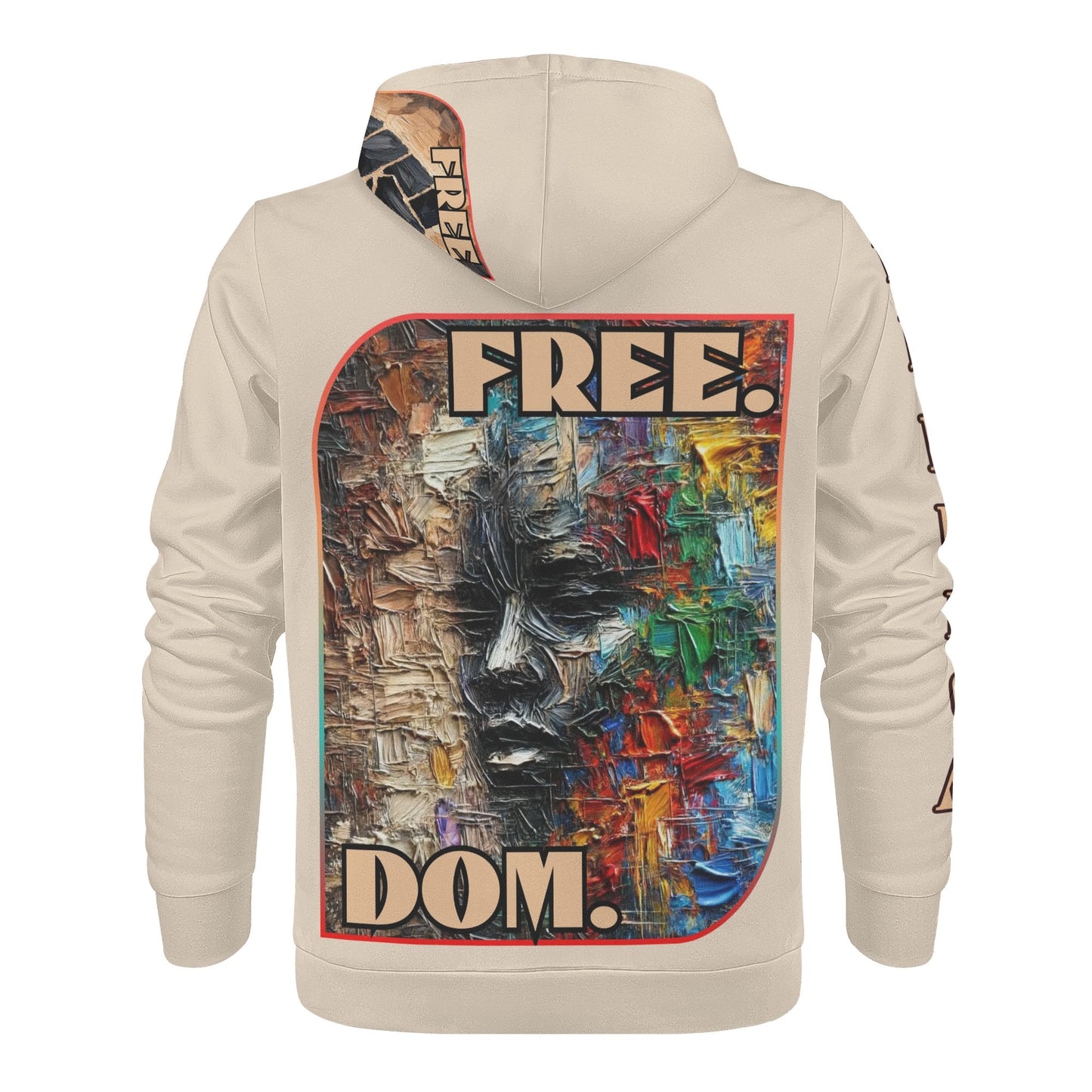 Mens All Over Print Warm Velvet Lined Hoodie "Free.Dom."