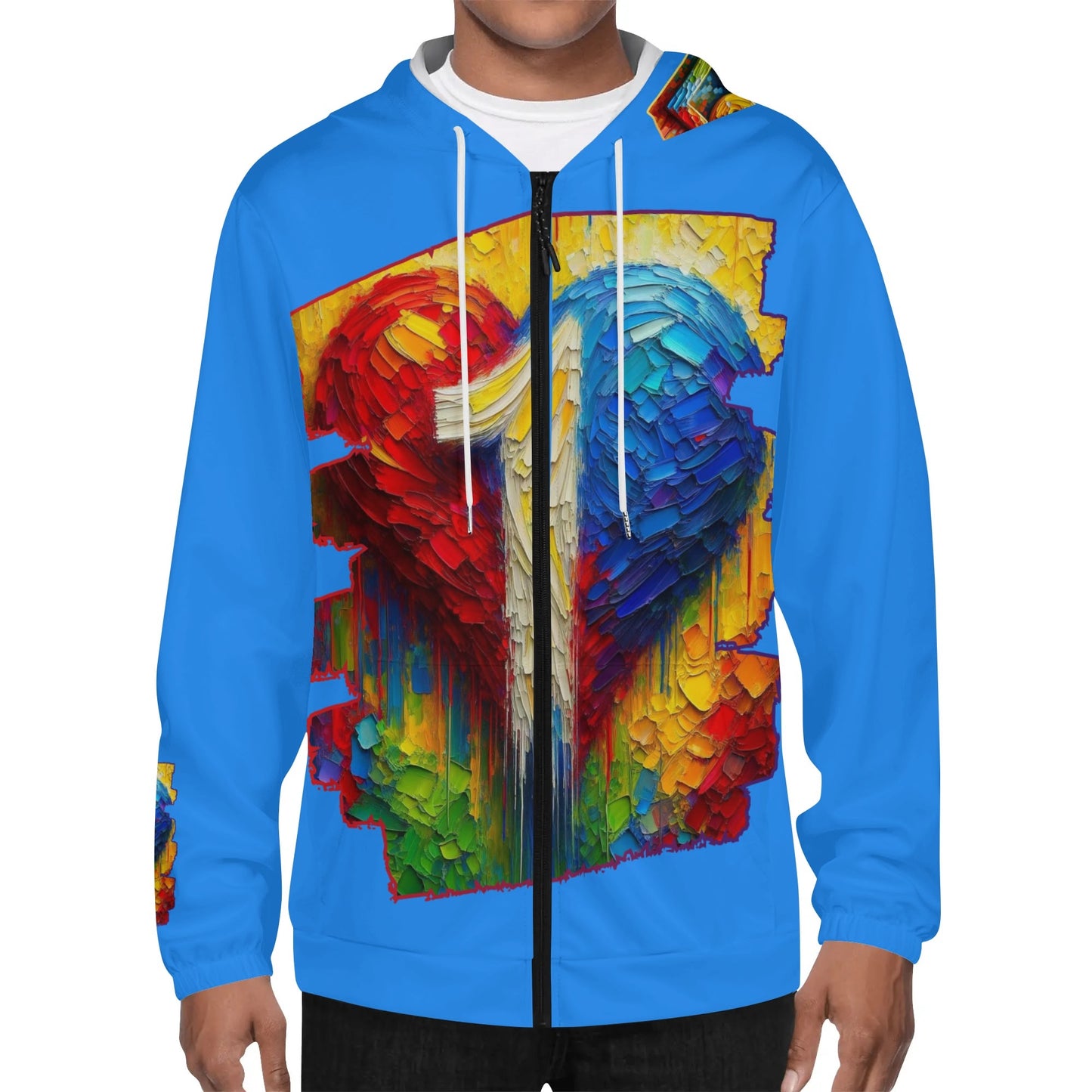 Mens Lightweight All Over Print Zip Hoodie "One Love"