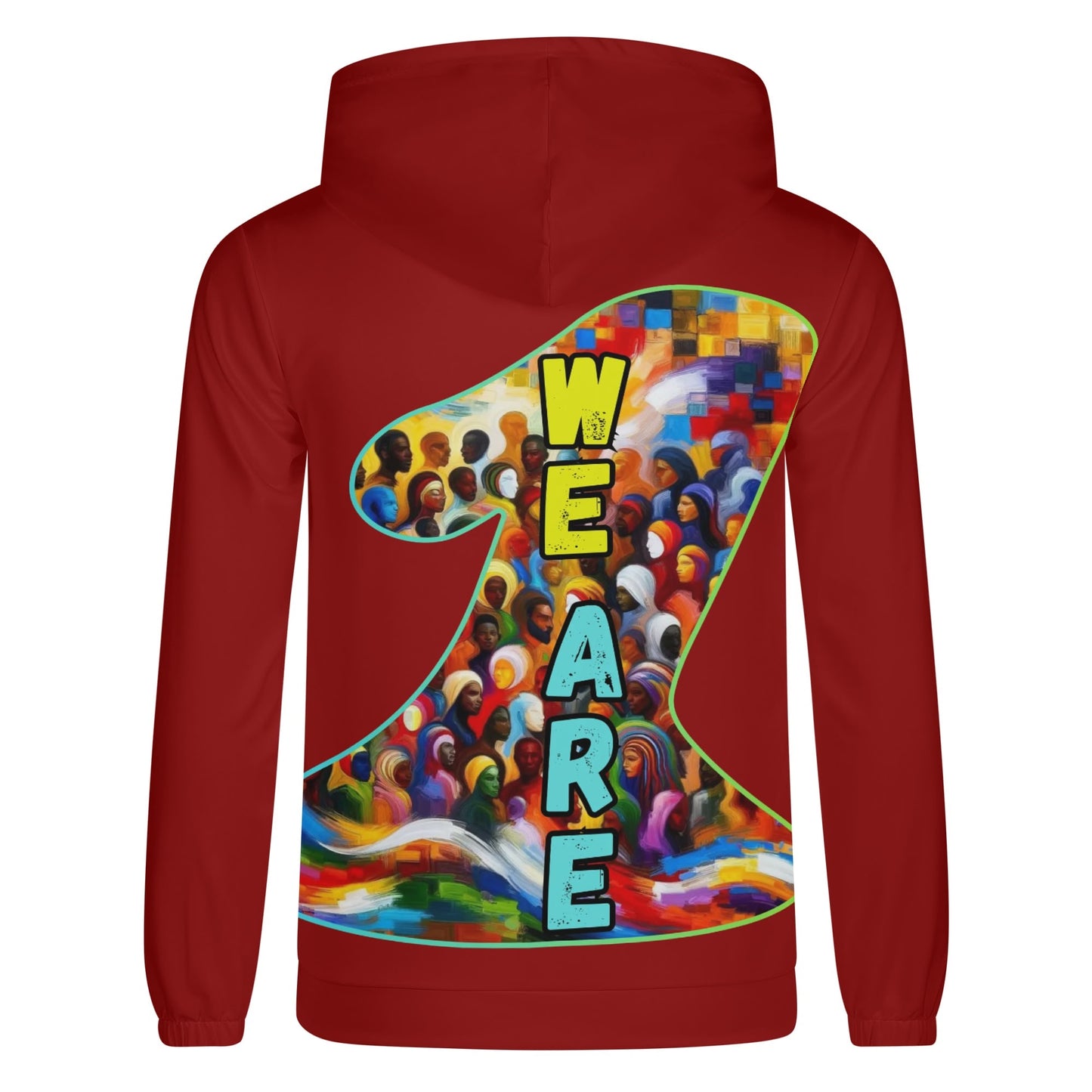 Mens Lightweight All Over Print Zip Hoodie "One Love"