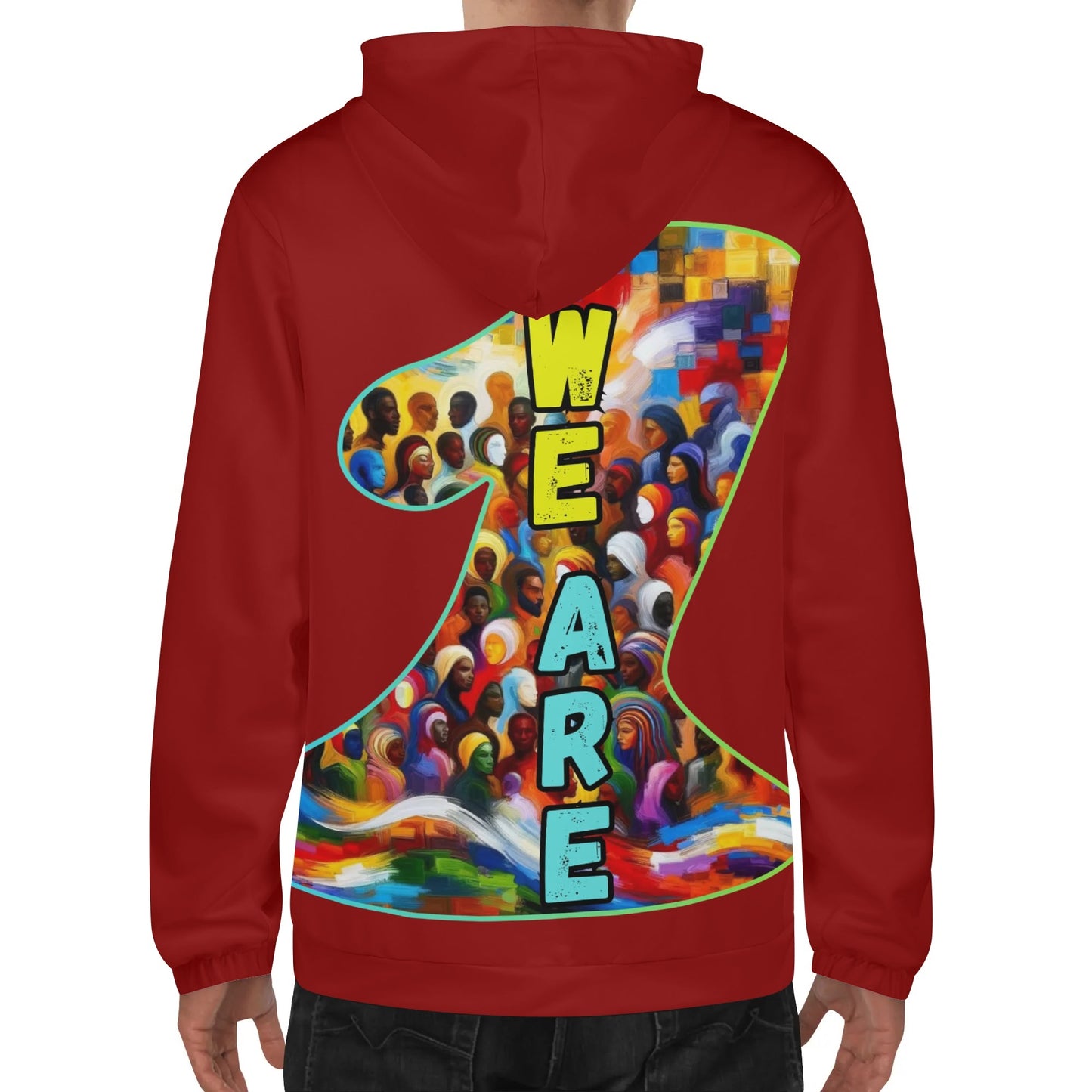 Mens Lightweight All Over Print Zip Hoodie "One Love"