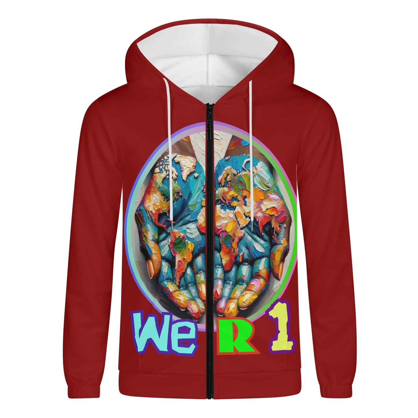 Mens Lightweight All Over Print Zip Hoodie "One Love"