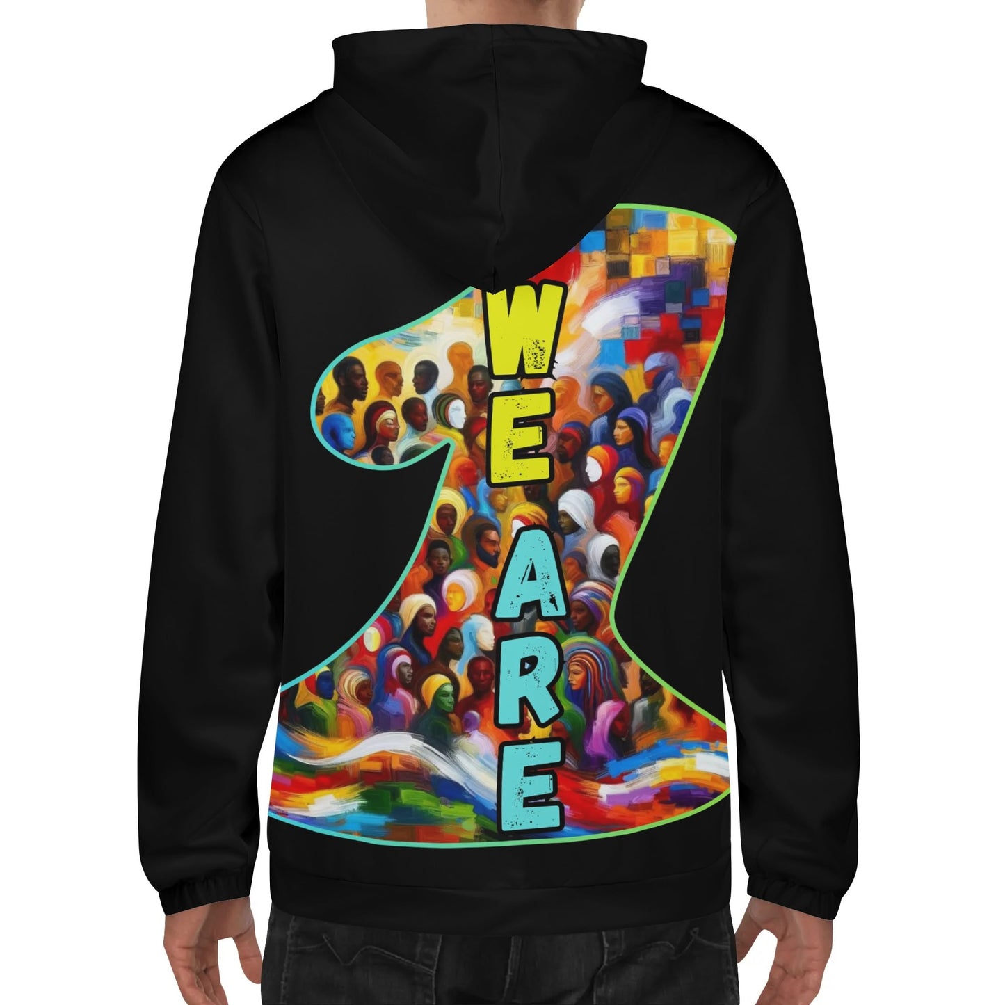 Mens Lightweight All Over Print Zip Hoodie "One Love"