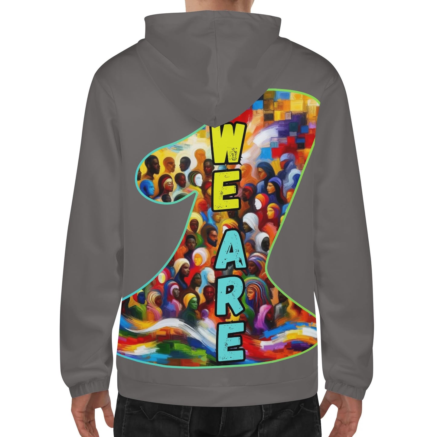 Mens Lightweight All Over Print Zip Hoodie "One Love"